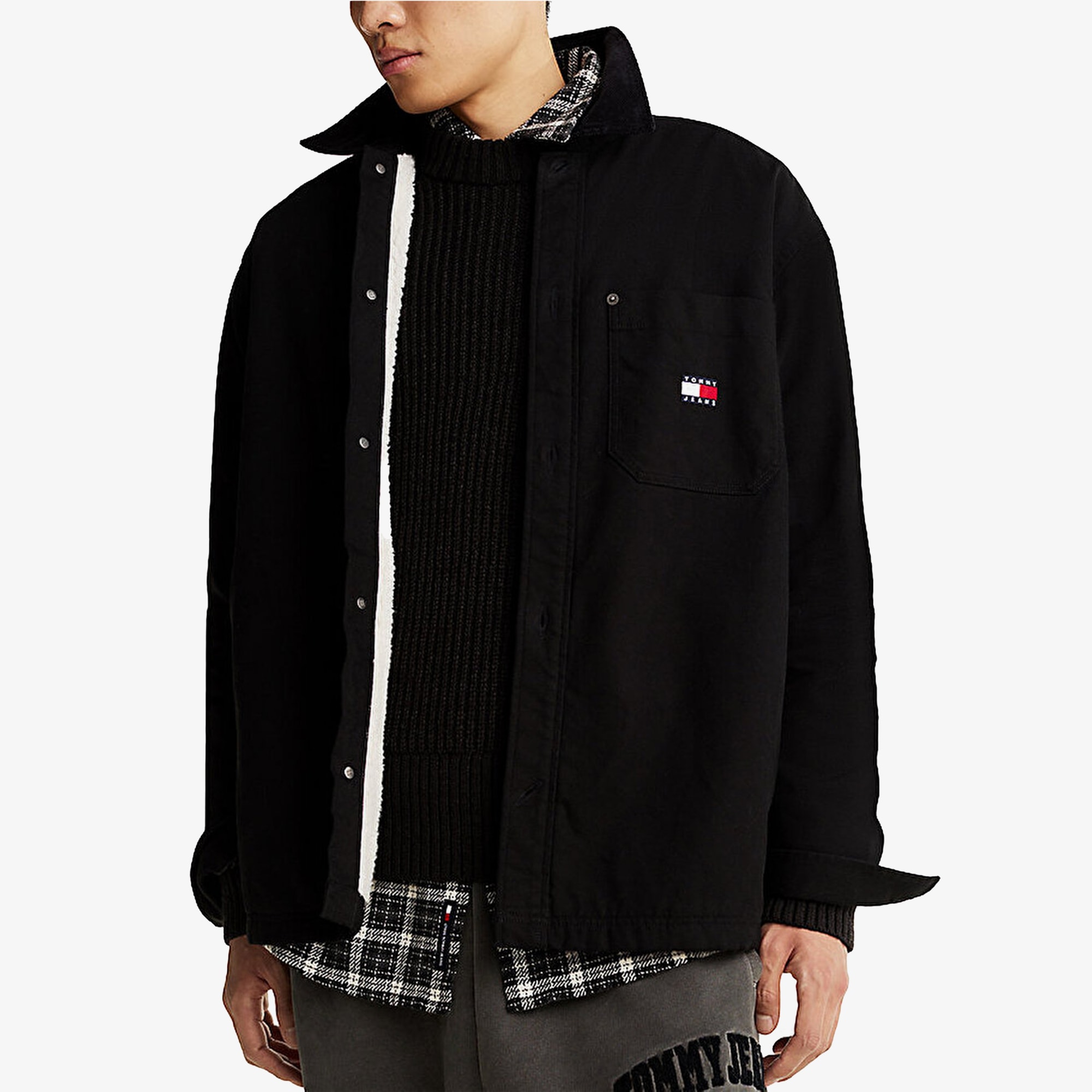 Canvas Cotton Corduroy Overshirt 'Black'