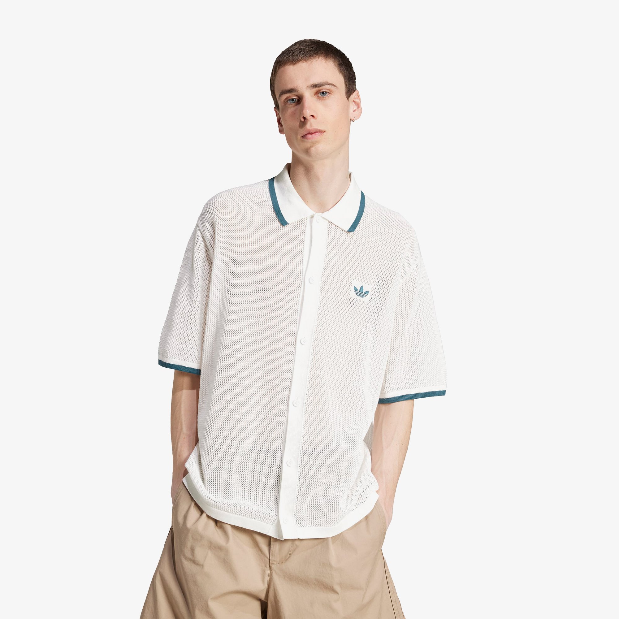 Button Down Knitted Shirt 'Wonder White'