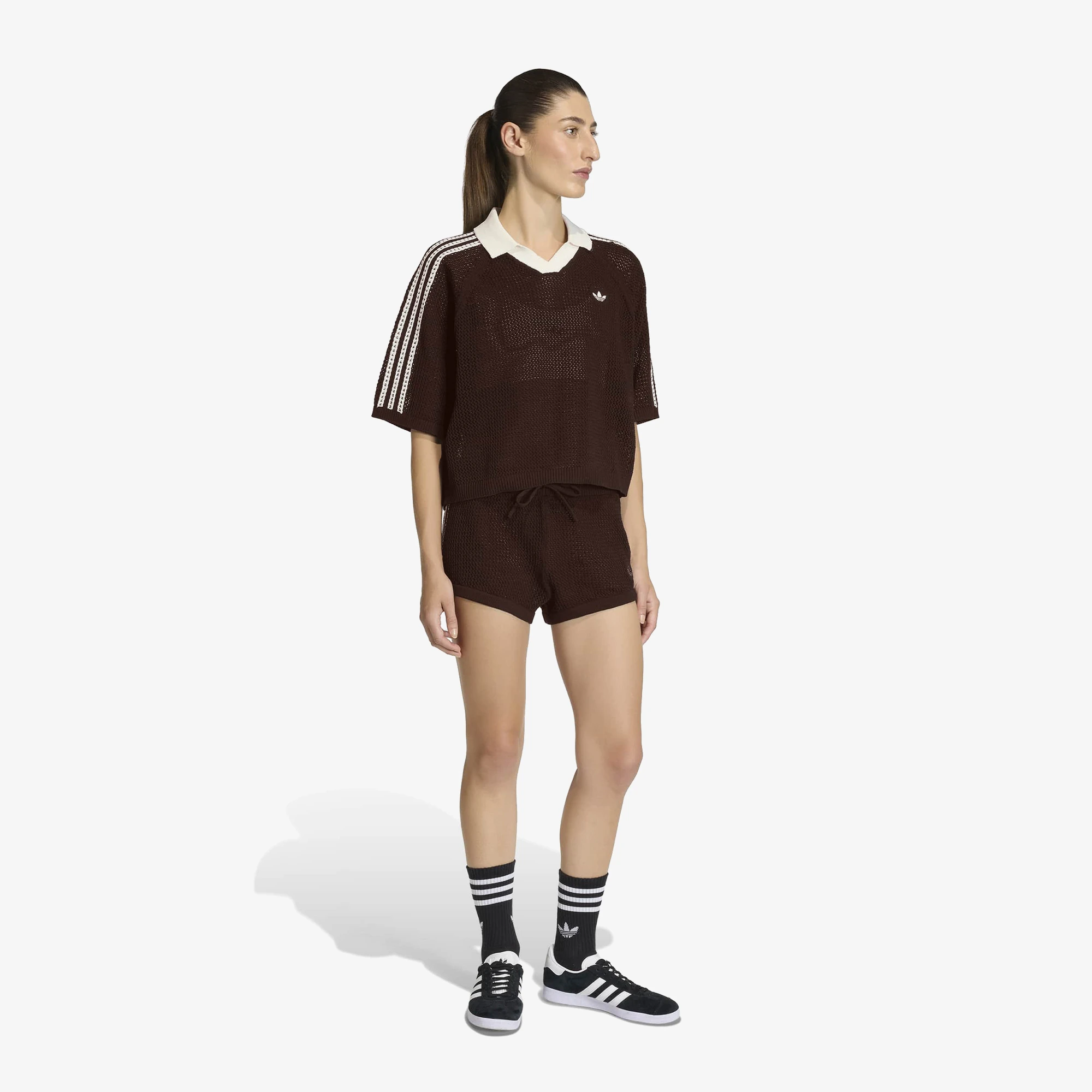  KNITTED CROCHET POLO オーロラコーヒー adidas Knitted Crochet Polo 'Aurora Coffee' - WUNDER