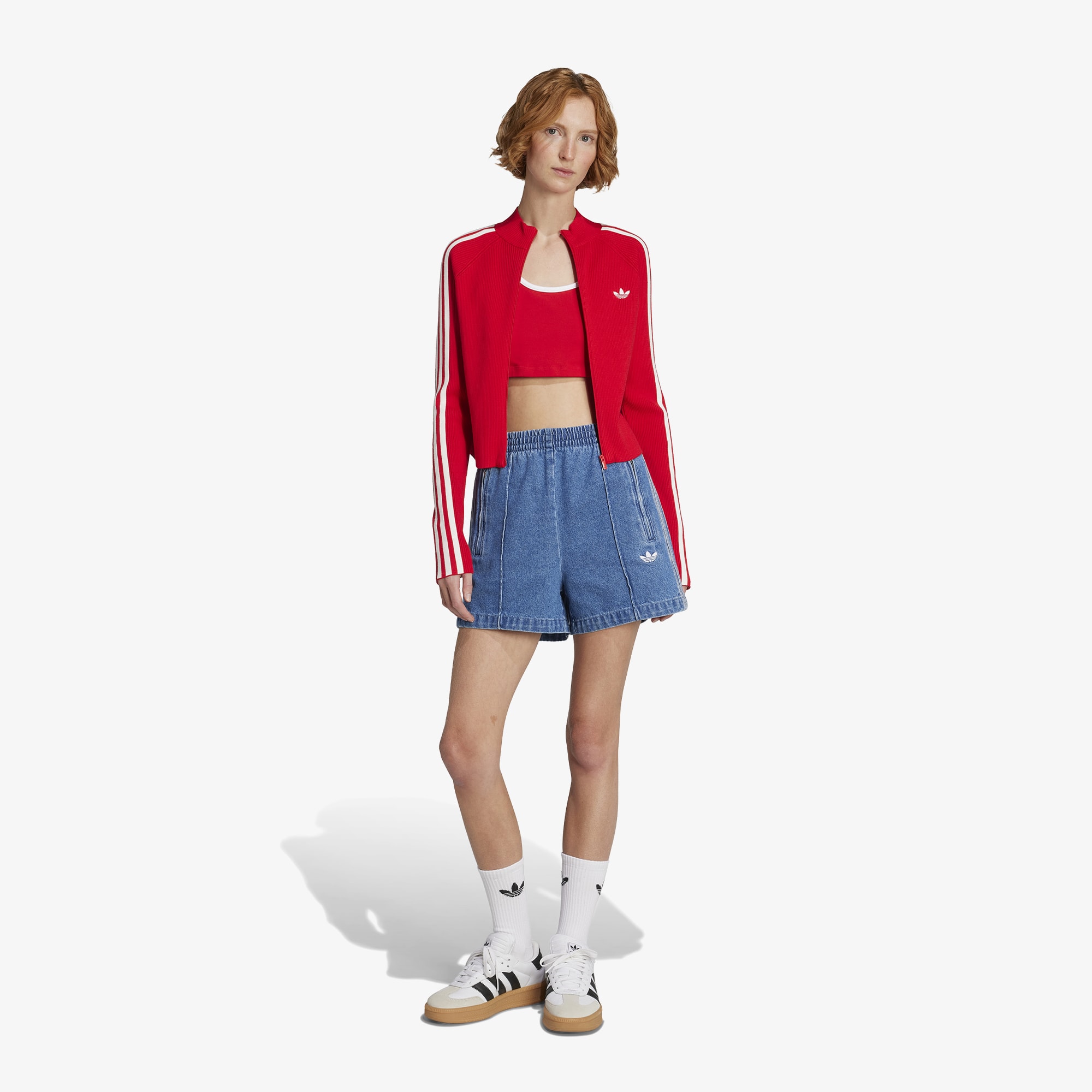 Adicolor 3-Stripes Slim Knit Track Top 'Better Scarlet'