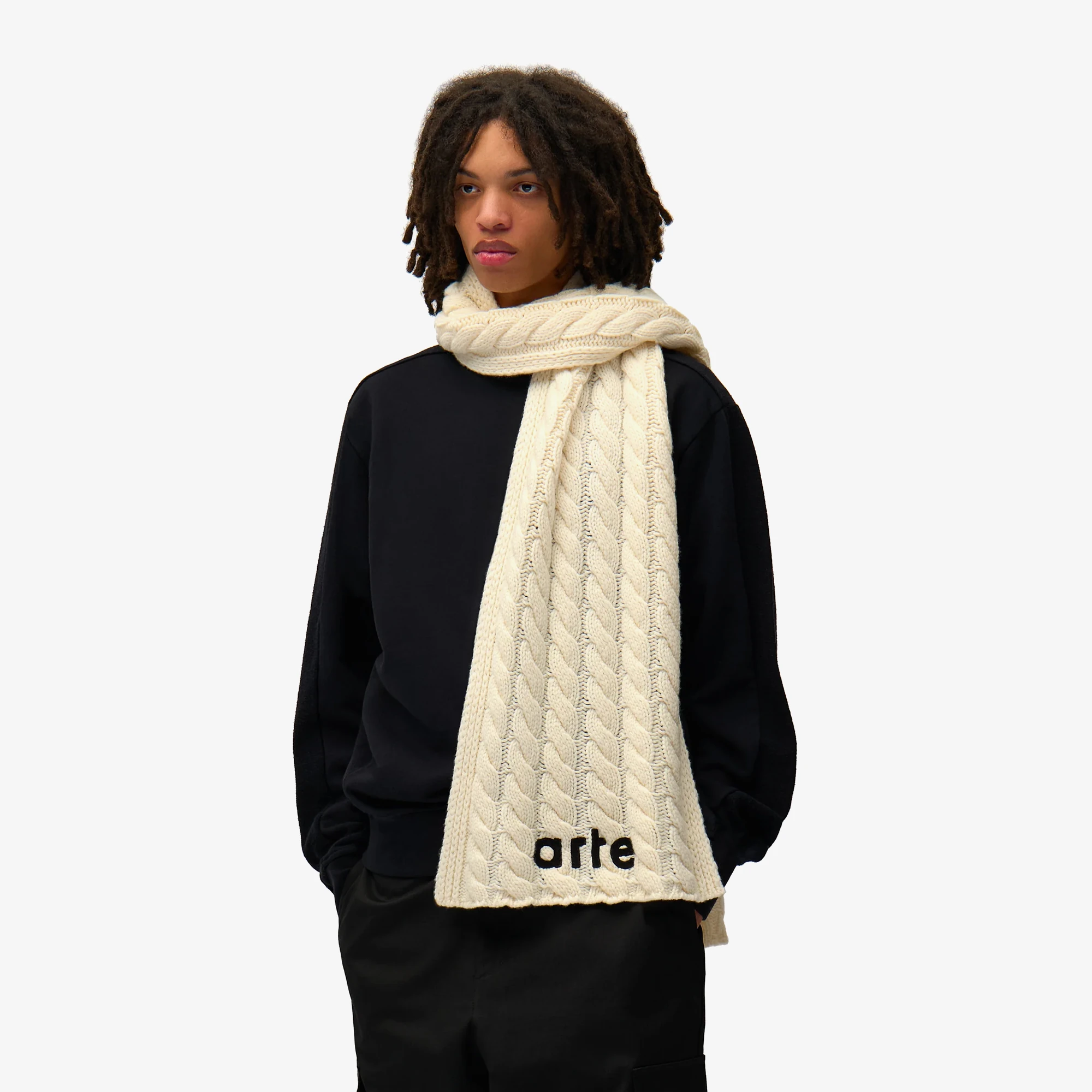 Textured Logo Scarf 'Cream'