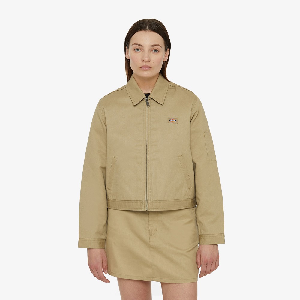 Lined Eisenhower Cropped Jacket in Khaki (W)