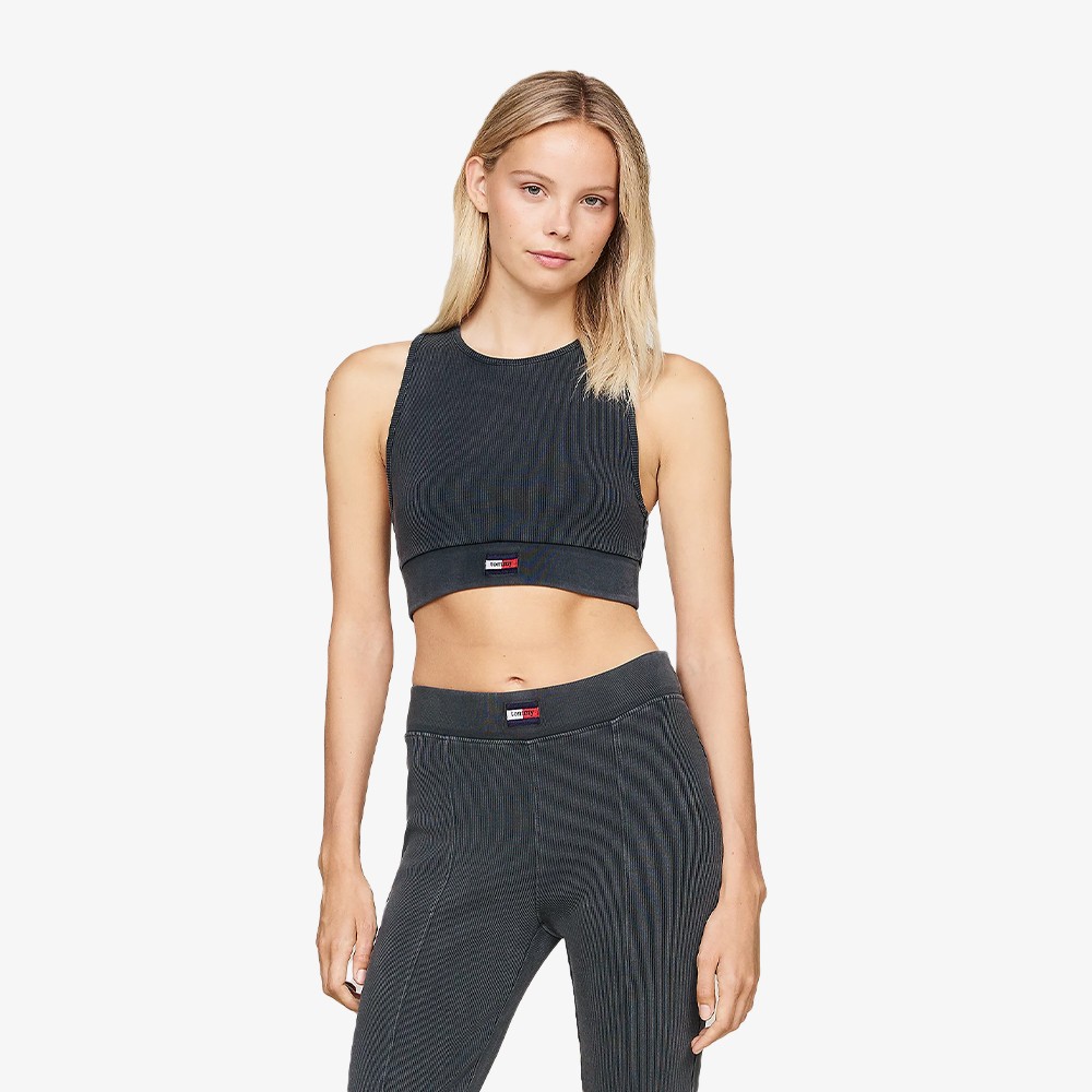 Ribbed Racerback Cropped Tank Top