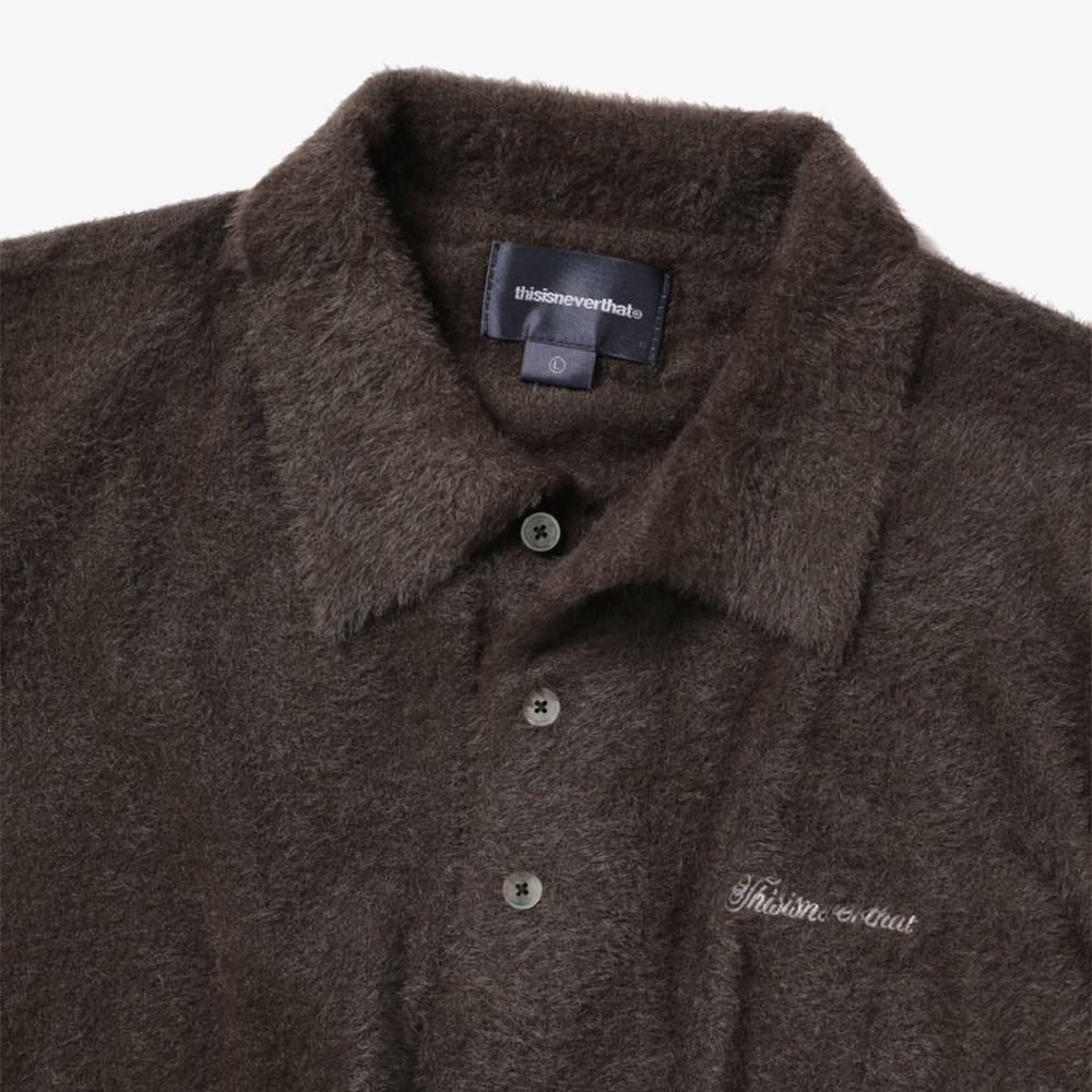 Logo Shaggy Knit Polo 'Brown'