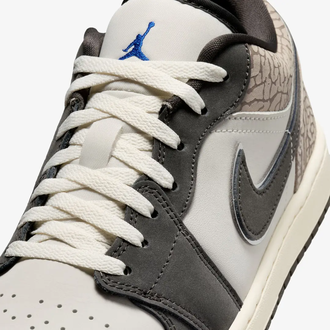 Air Jordan 1 Low SE 'Sail Deep Pewter Elephent Print' - WUNDER
