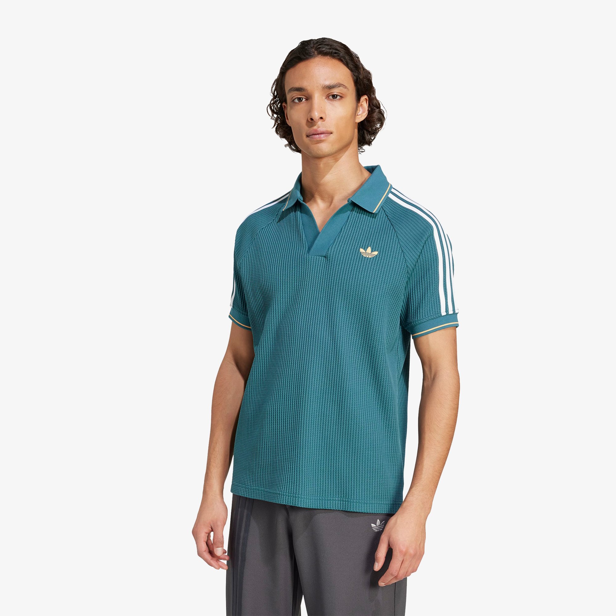 Waffle Knit Polo Shirt 'Tech Green'