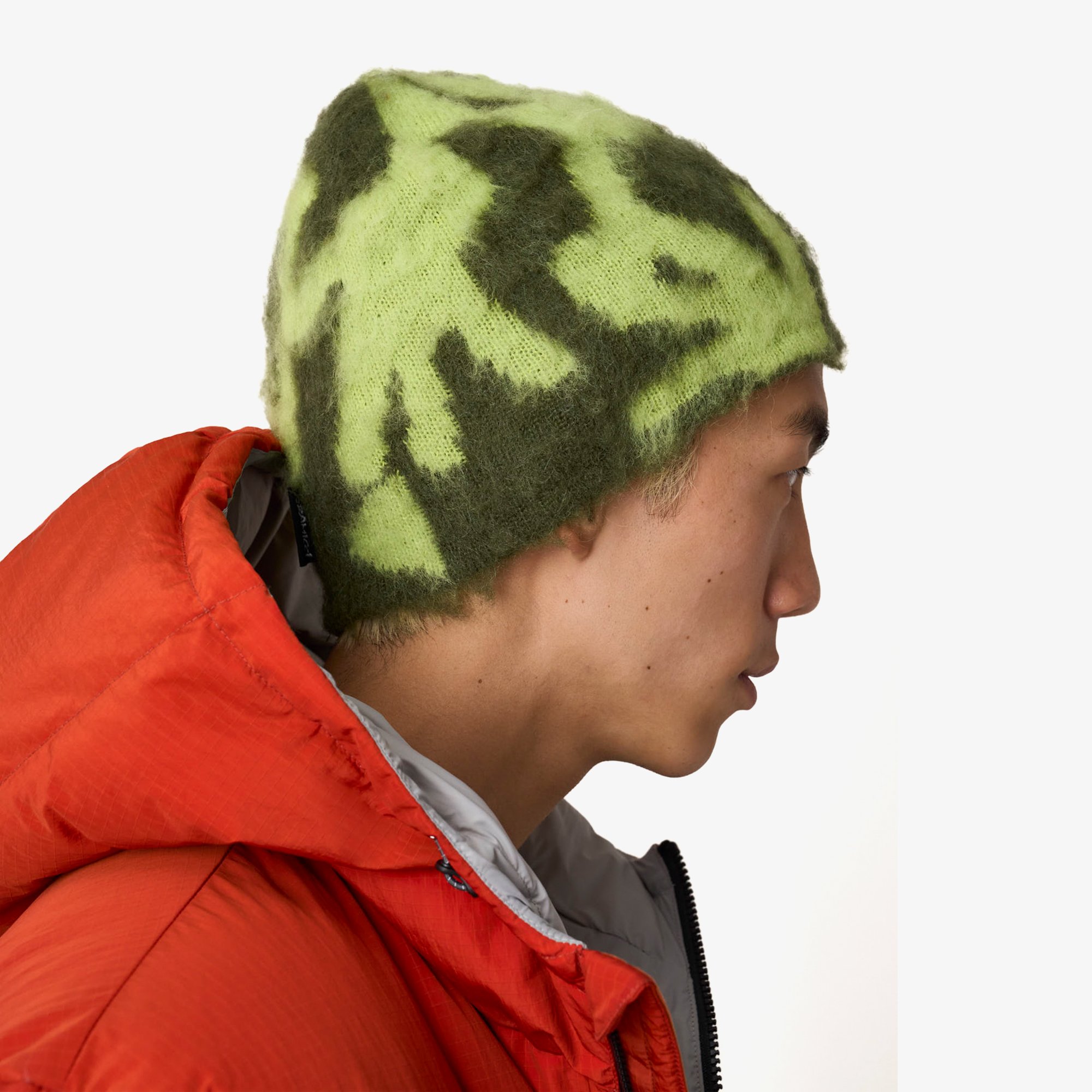 Mohair Burly Runningman Beanie 'Chartreuse'
