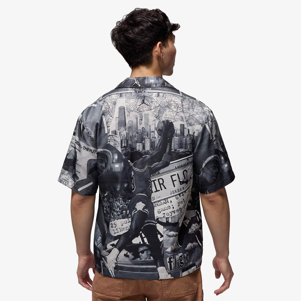 Essentials Printed Camp Top 'Sail Black'