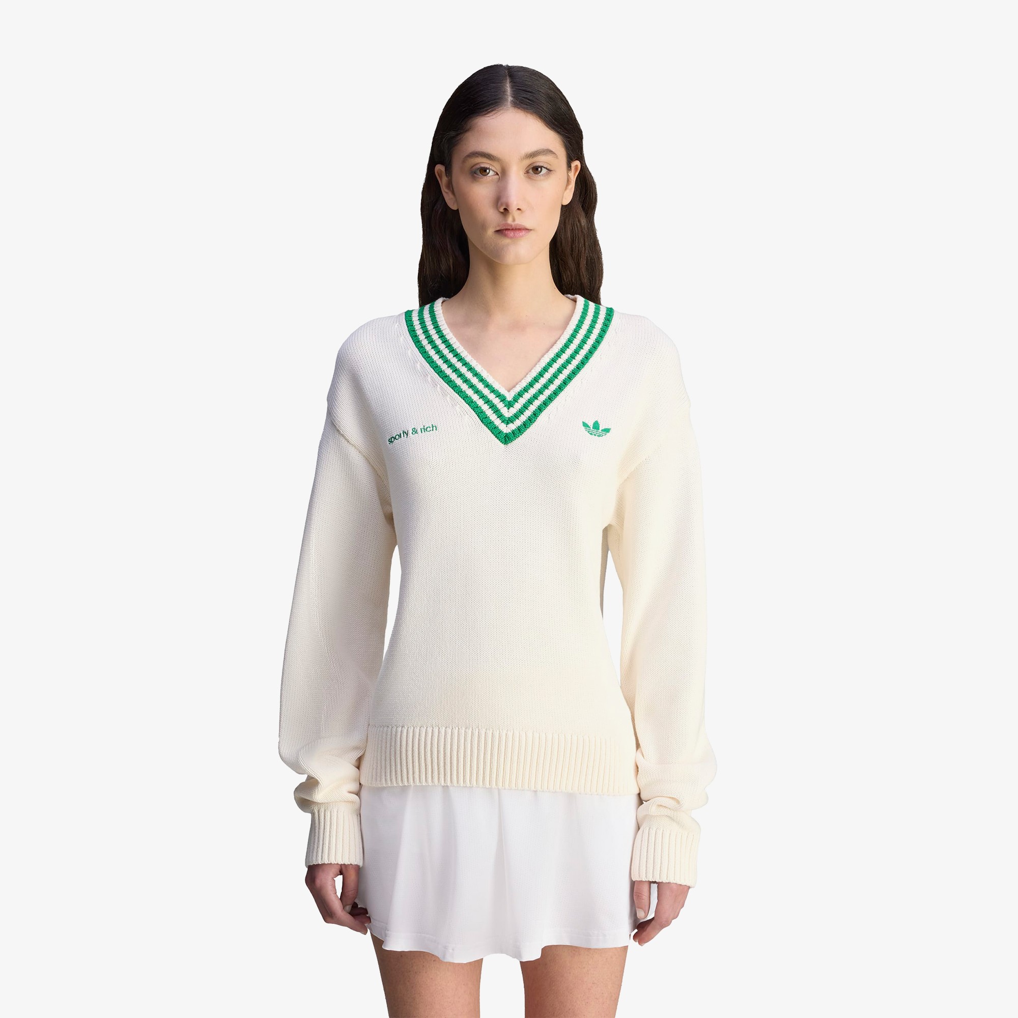 adidas x Sporty & Rich V-Neck Sweater 'Off White'