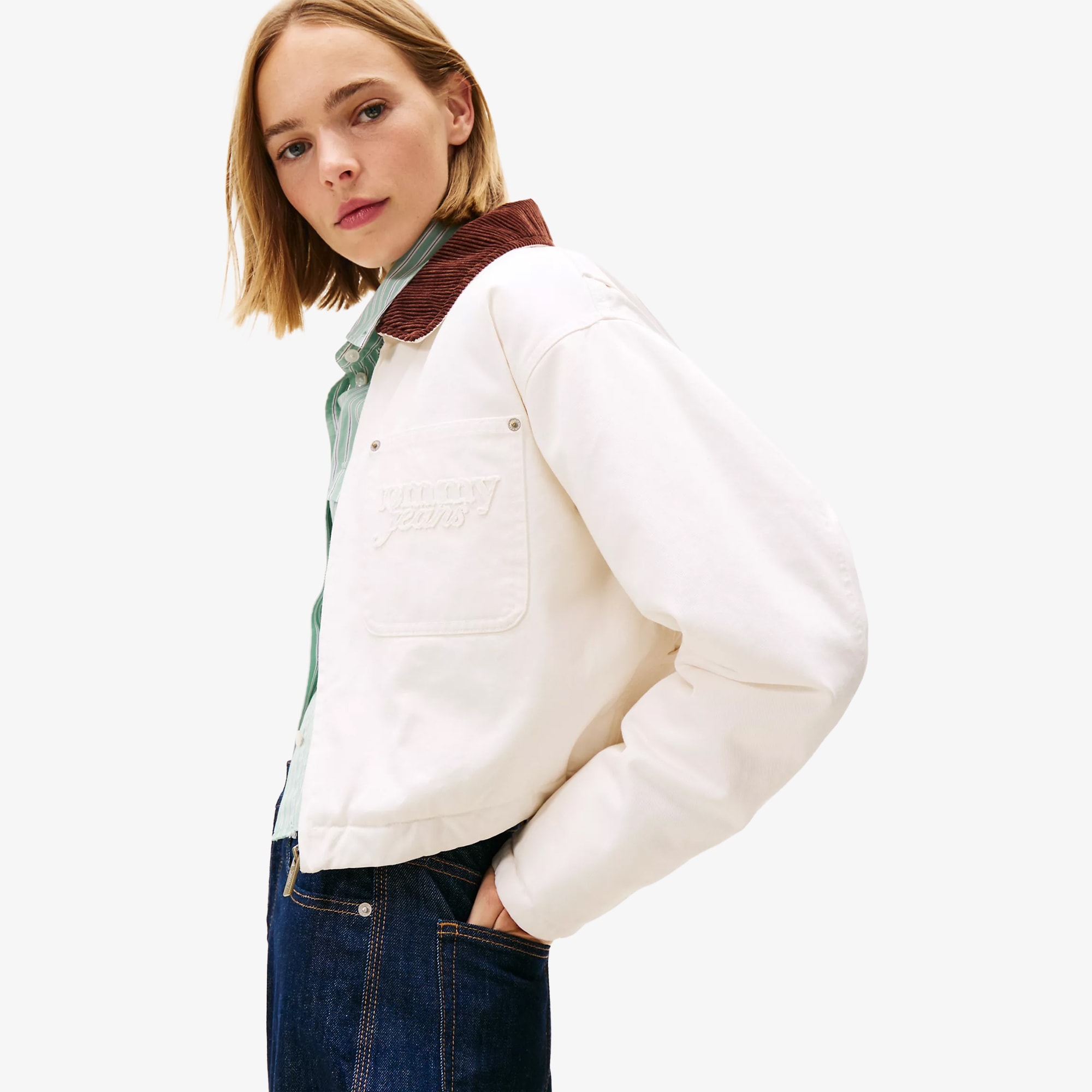 Crop Coach Jacket 'White'