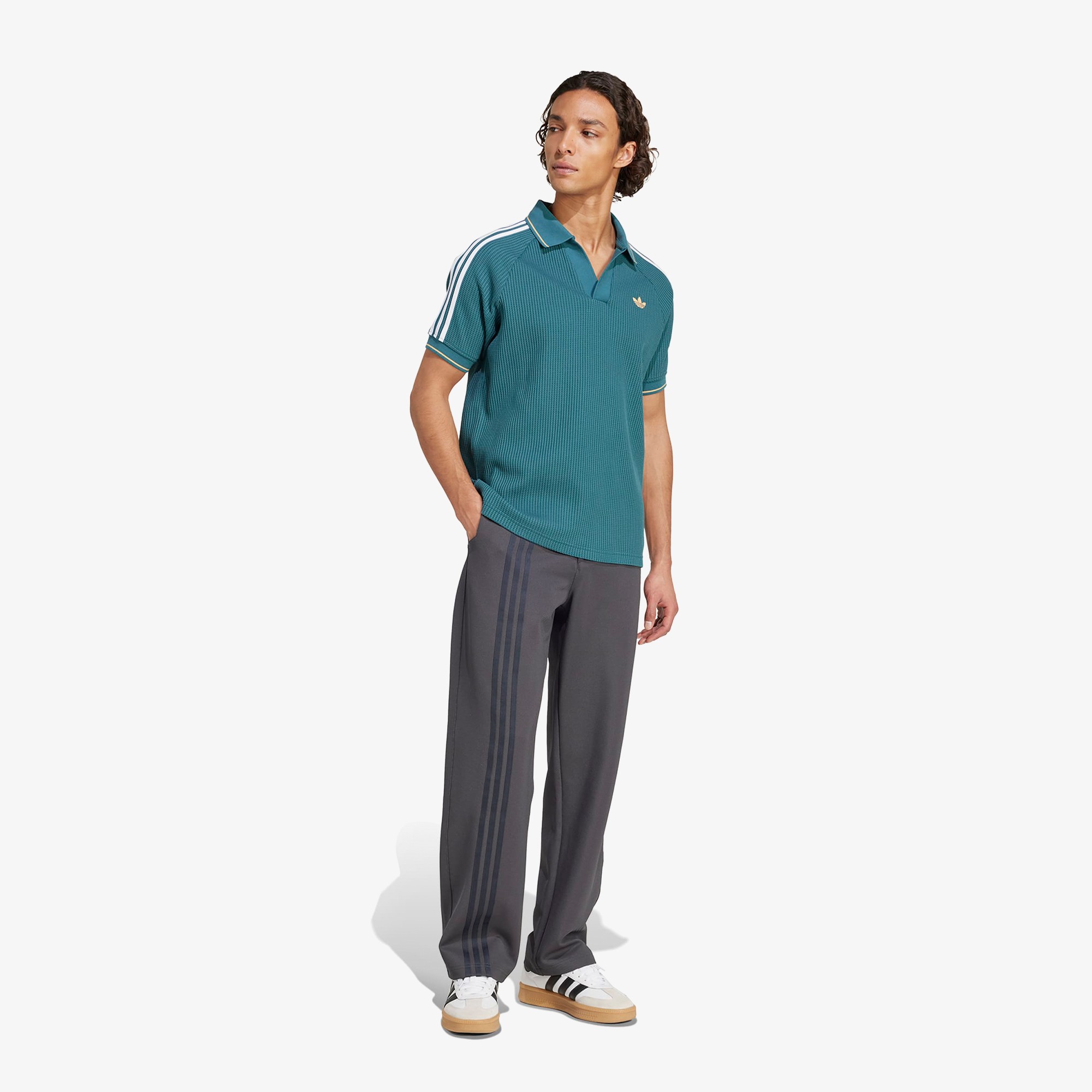 Waffle Knit Polo Shirt 'Tech Green'