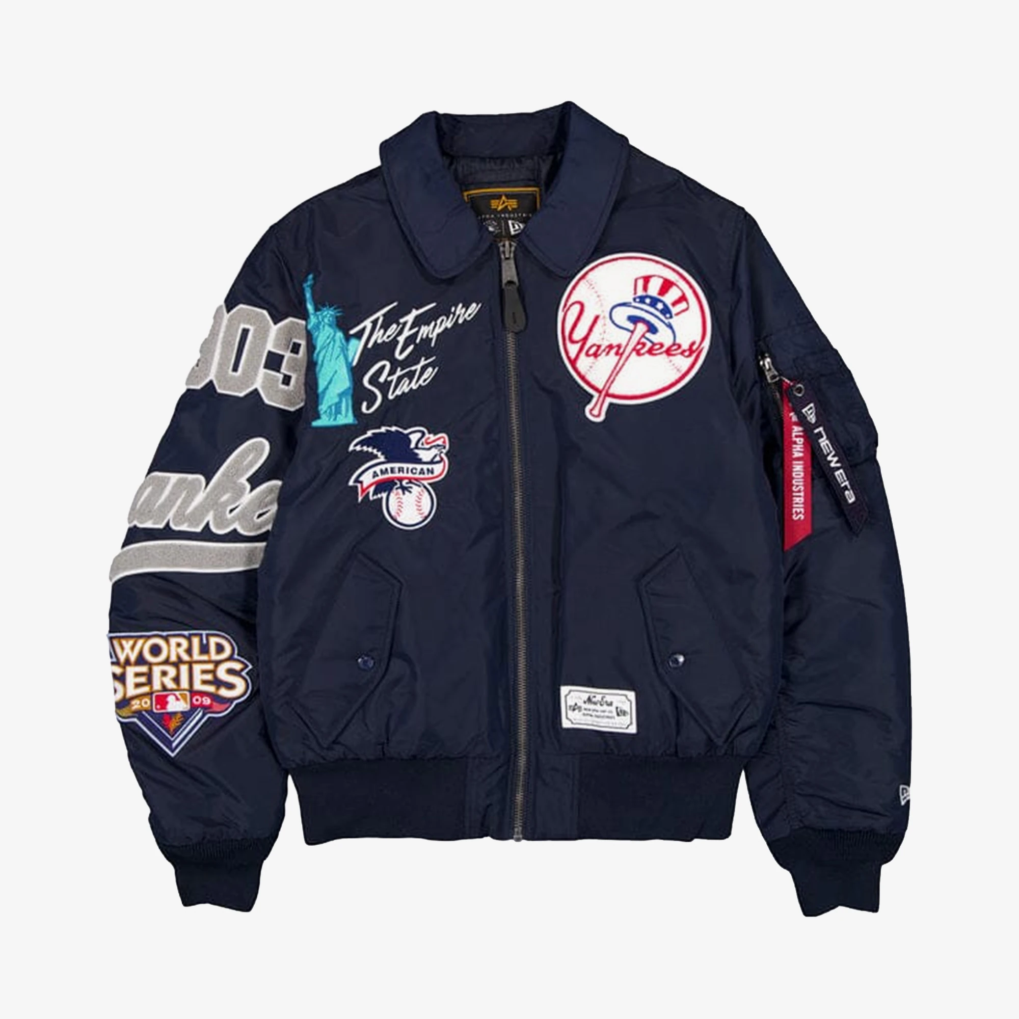 ALPHA INDUSTRIES USA MA-1 XL ネイビー ワッペン New Era x Alpha Industries x New York Yankees MA-1 Collared Bomber