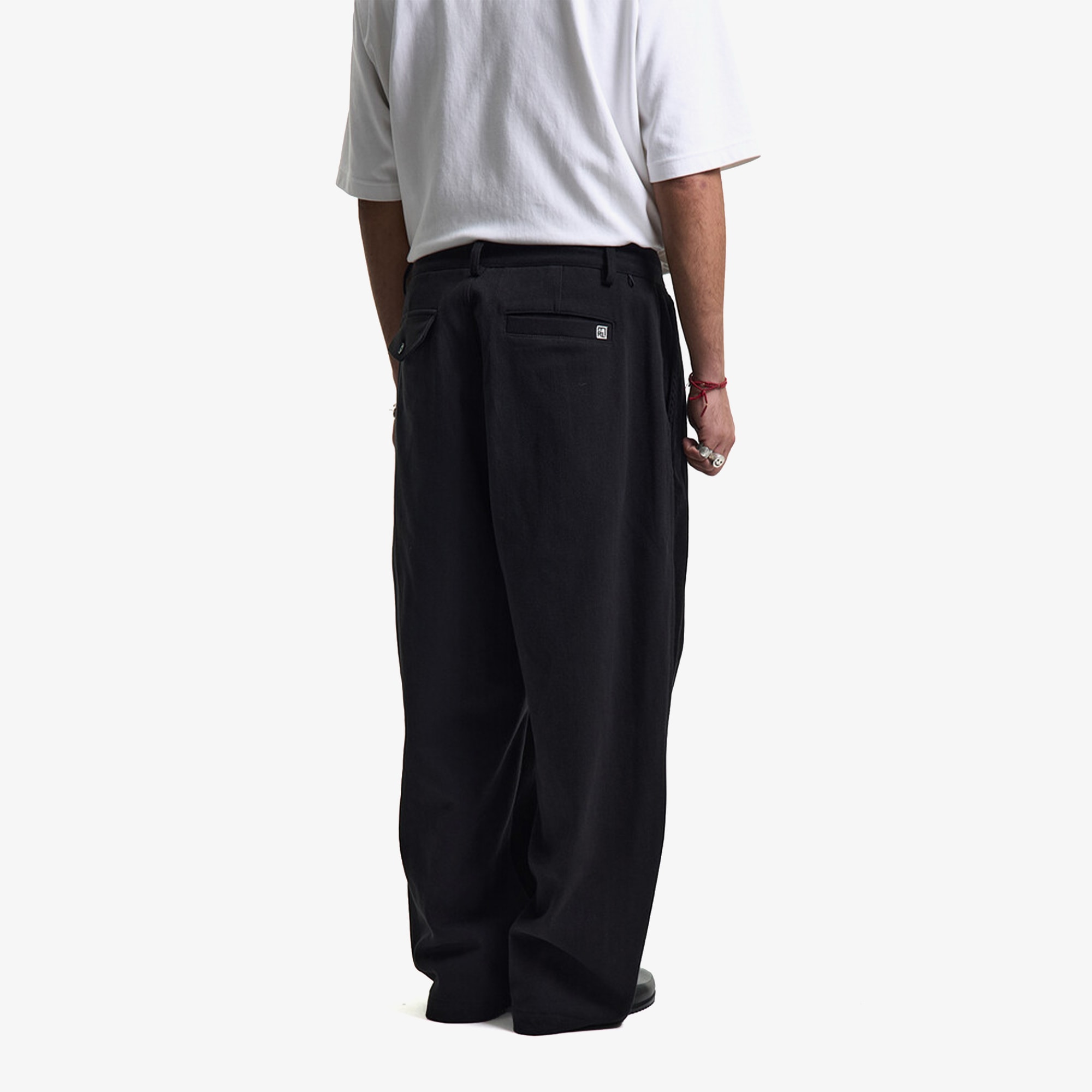 Premium Dual Fabric Contrast Wide Pants 'Royal Black'