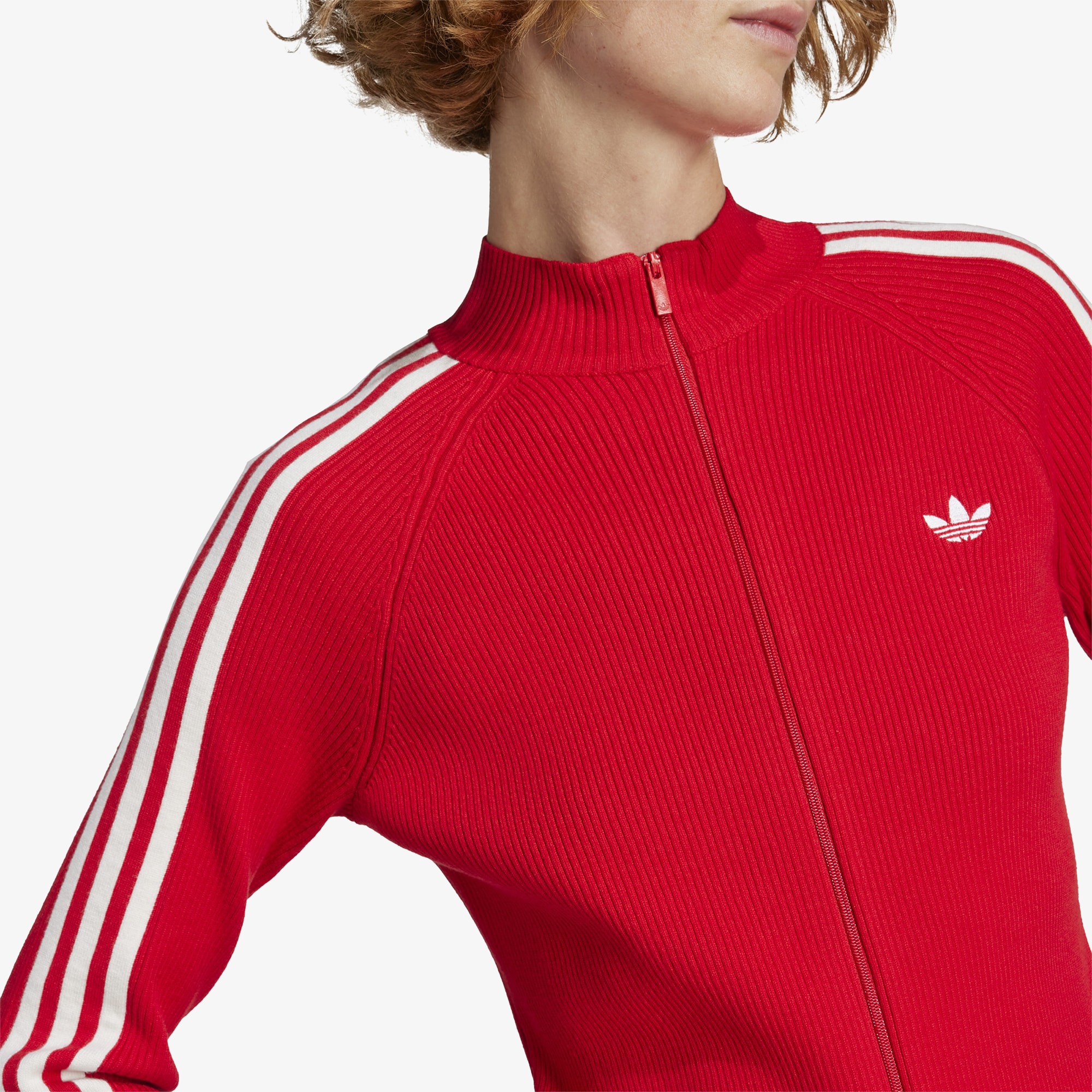 Adicolor 3-Stripes Slim Knit Track Top 'Better Scarlet'