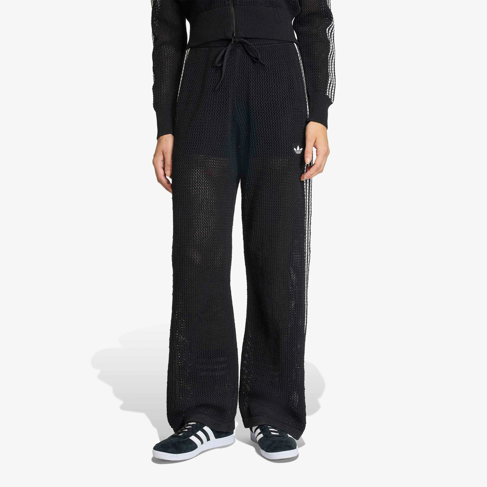 adidas Knitted Crochet Firebird Track Pants 'Black' - WUNDER