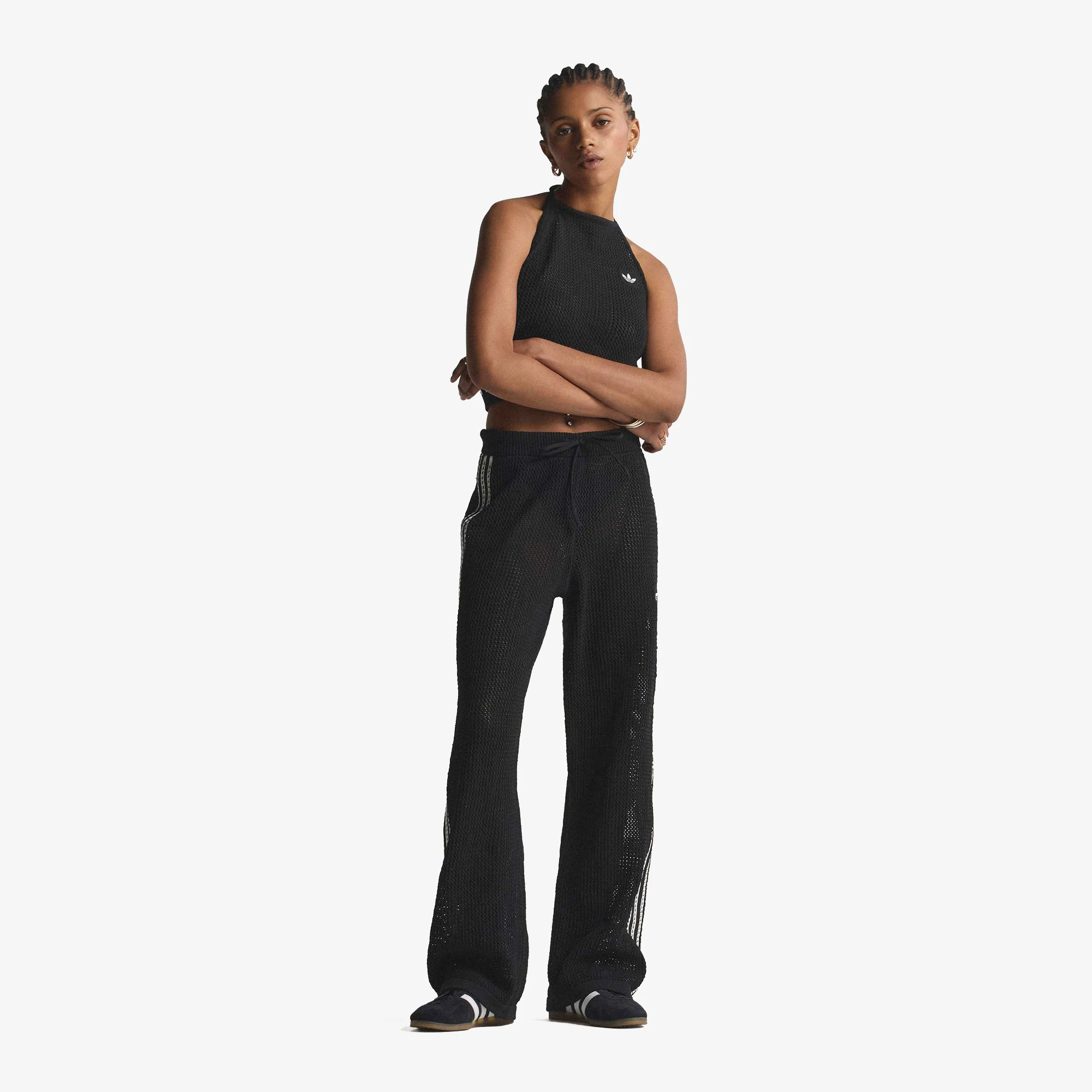 adidas Knitted Crochet Firebird Track Pants 'Black' - WUNDER