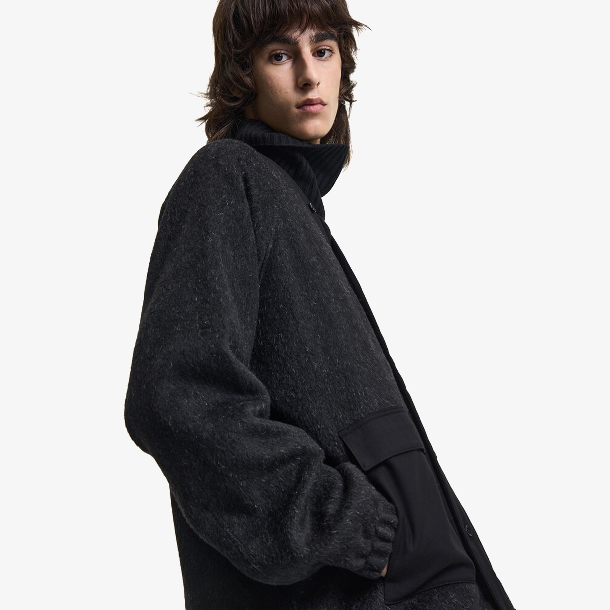 Premium Wool Blend Melton Berkut Cardigan 'Winter Black'