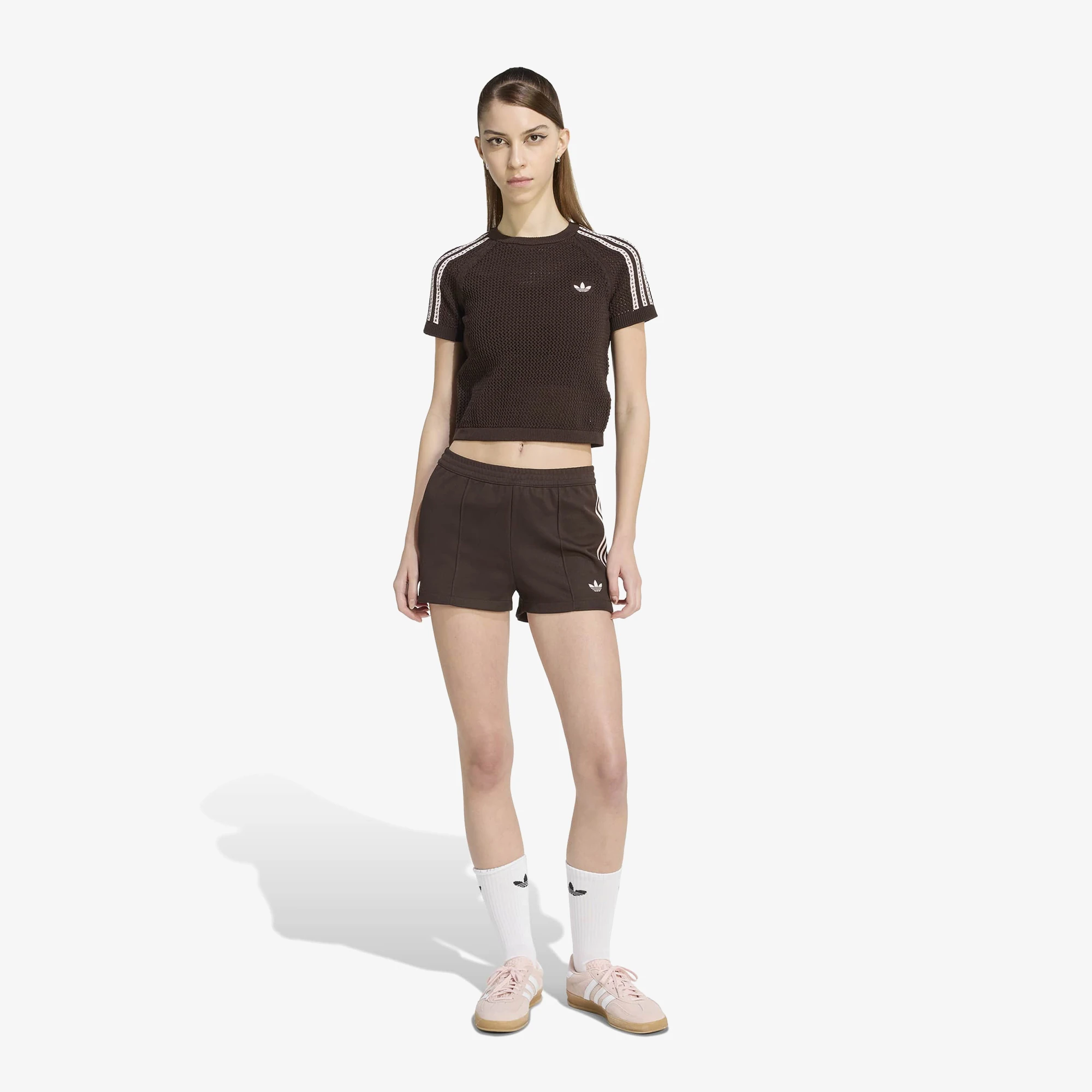adidas Knitted Crochet Cali T-Shirt 'Aurora Coffee' - WUNDER