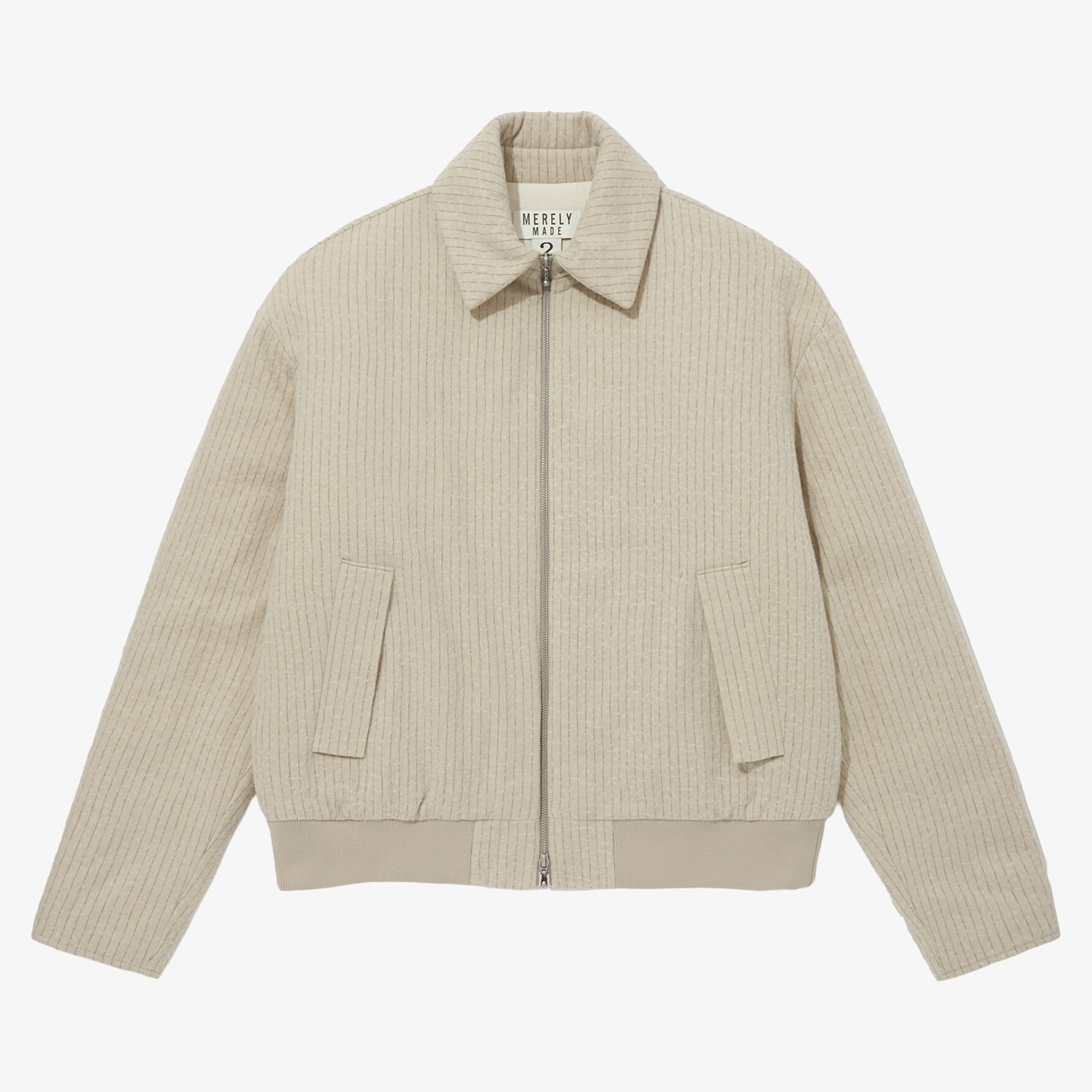 Premium Vintage Woolen Stripe Blouson 'Born White'