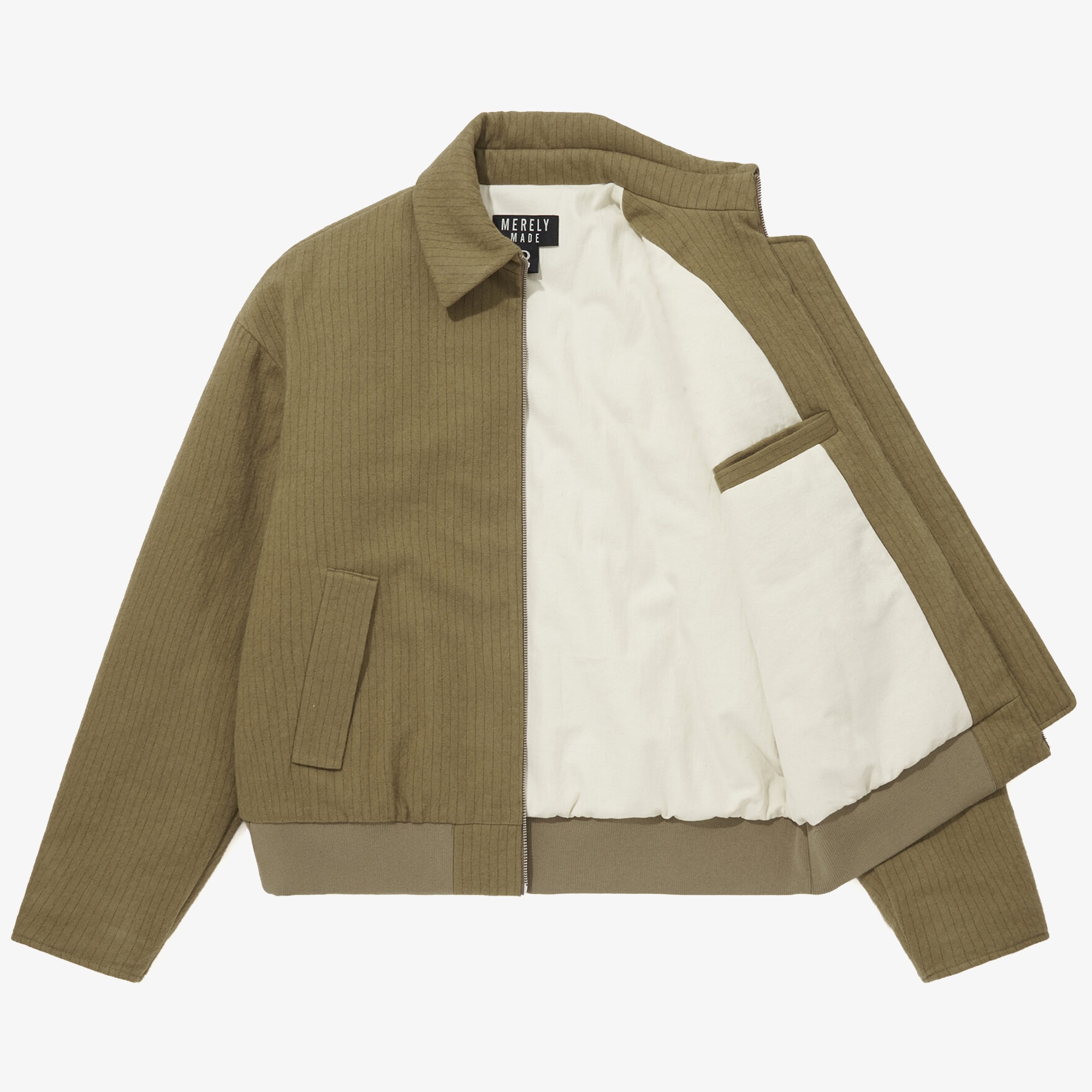 Premium Vintage Woolen Stripe Blouson 'Peanut Brown'