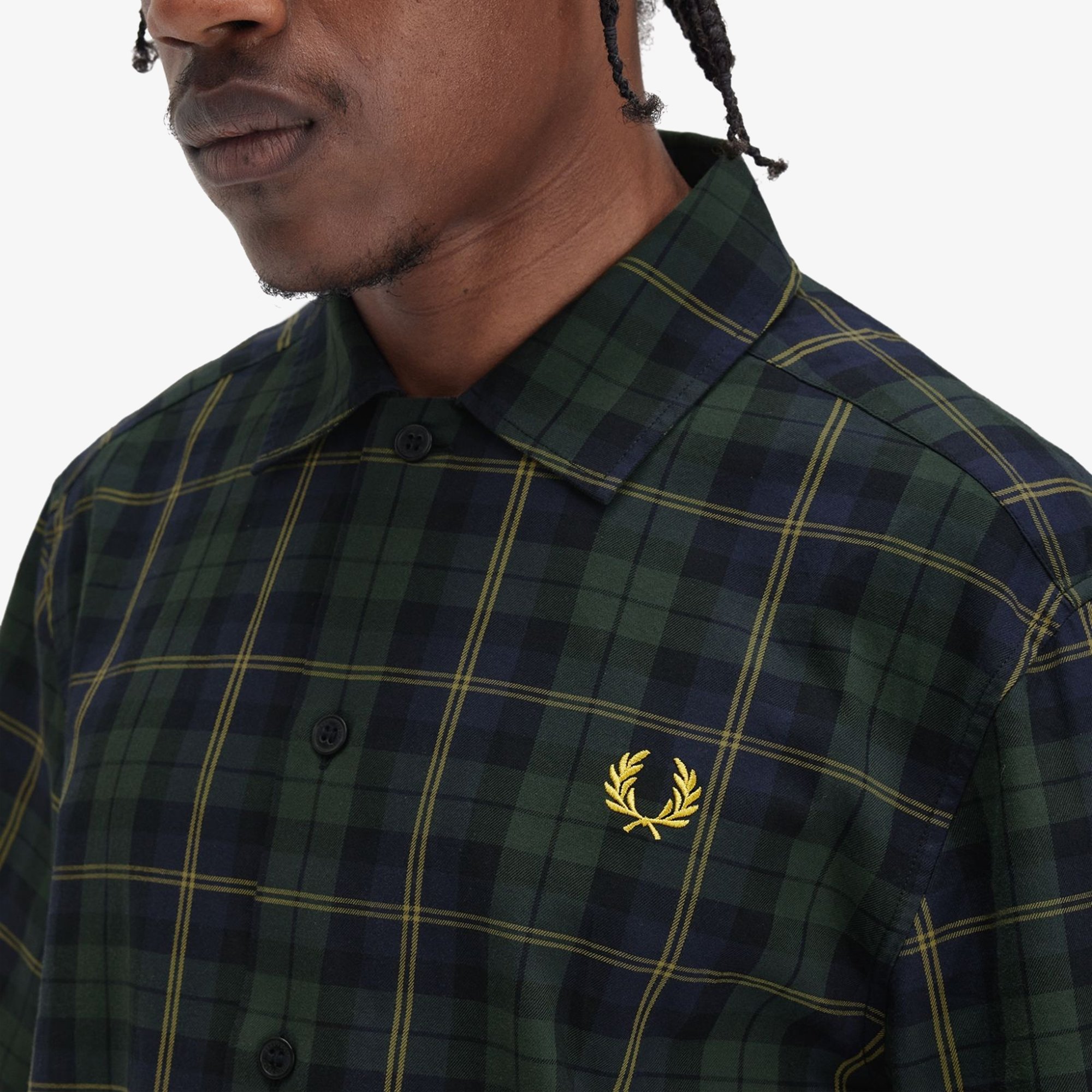 Tartan Twill Short Sleeve Shirt 'Navy'