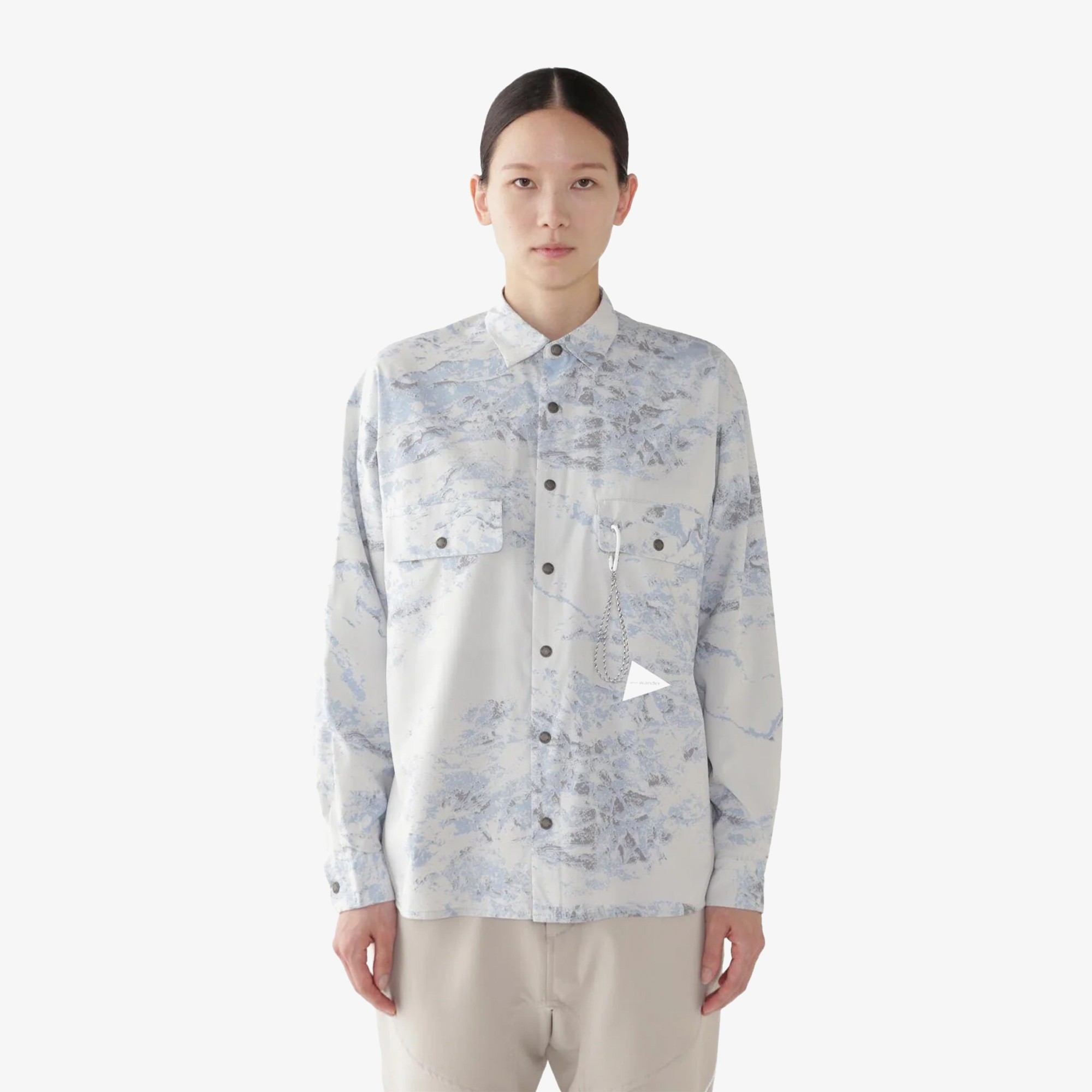 Printed LS Shirt 'Light Blue'
