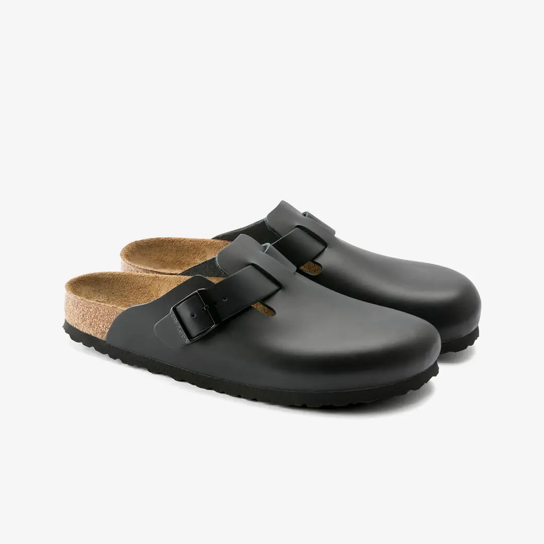 Birkenstock Boston Natural Leather 'Black' - WUNDER