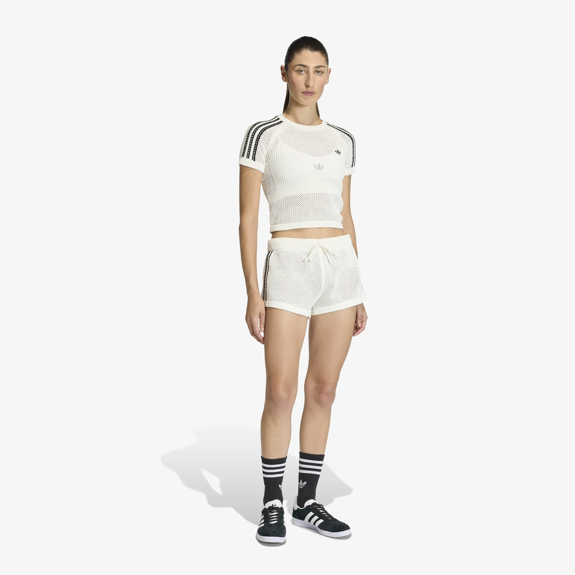 adidas Knitted Crochet Cali Tee 'Off White' - WUNDER