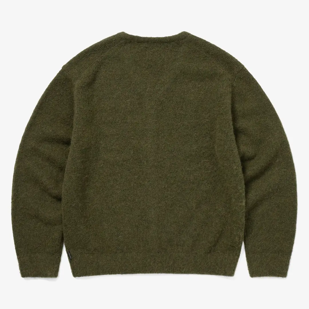 thisisneverthat Hairy Knit Cardigan 'Olive Green' - WUNDER