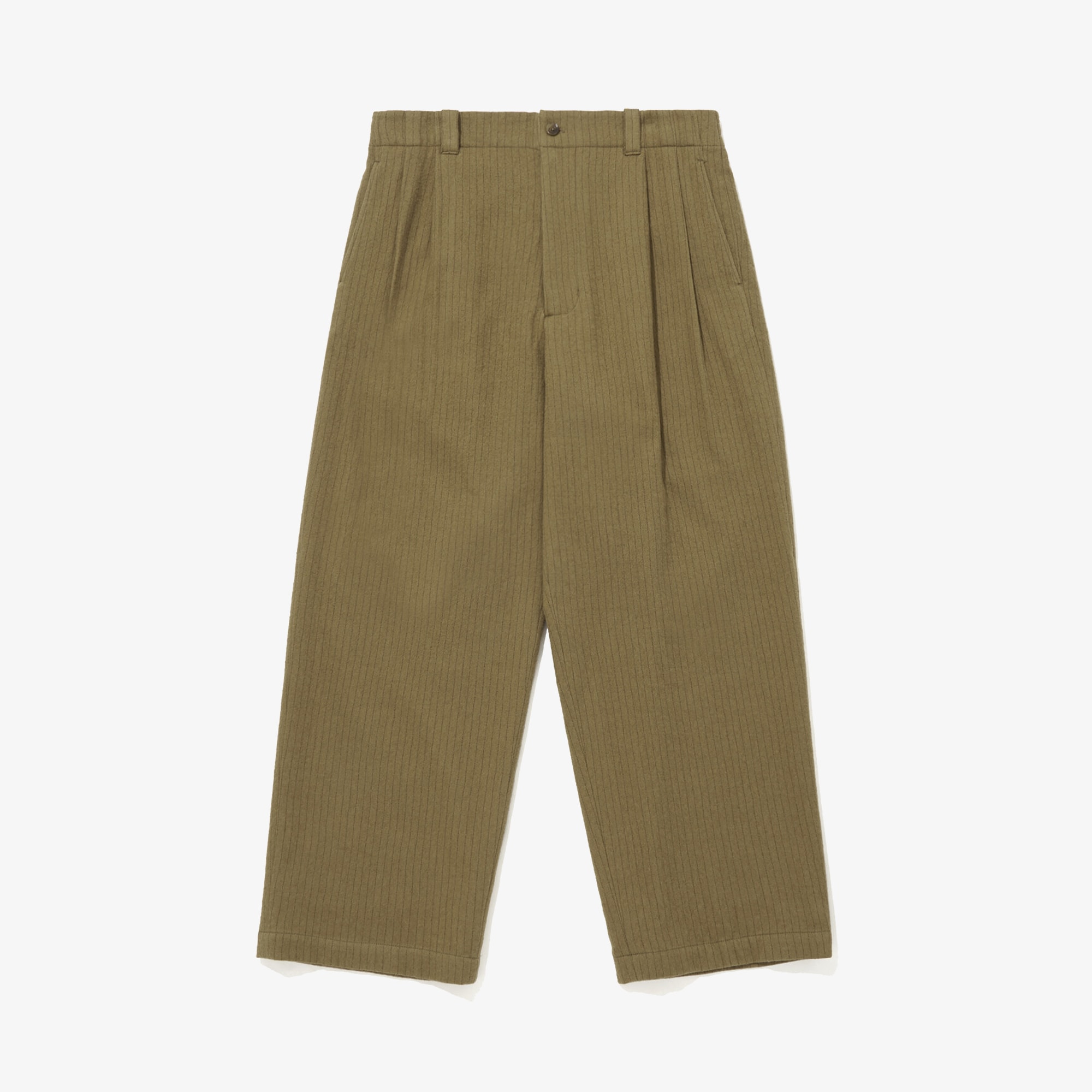 Premium Vintage Wool Striped Wide Pants 'Peanut Brown'
