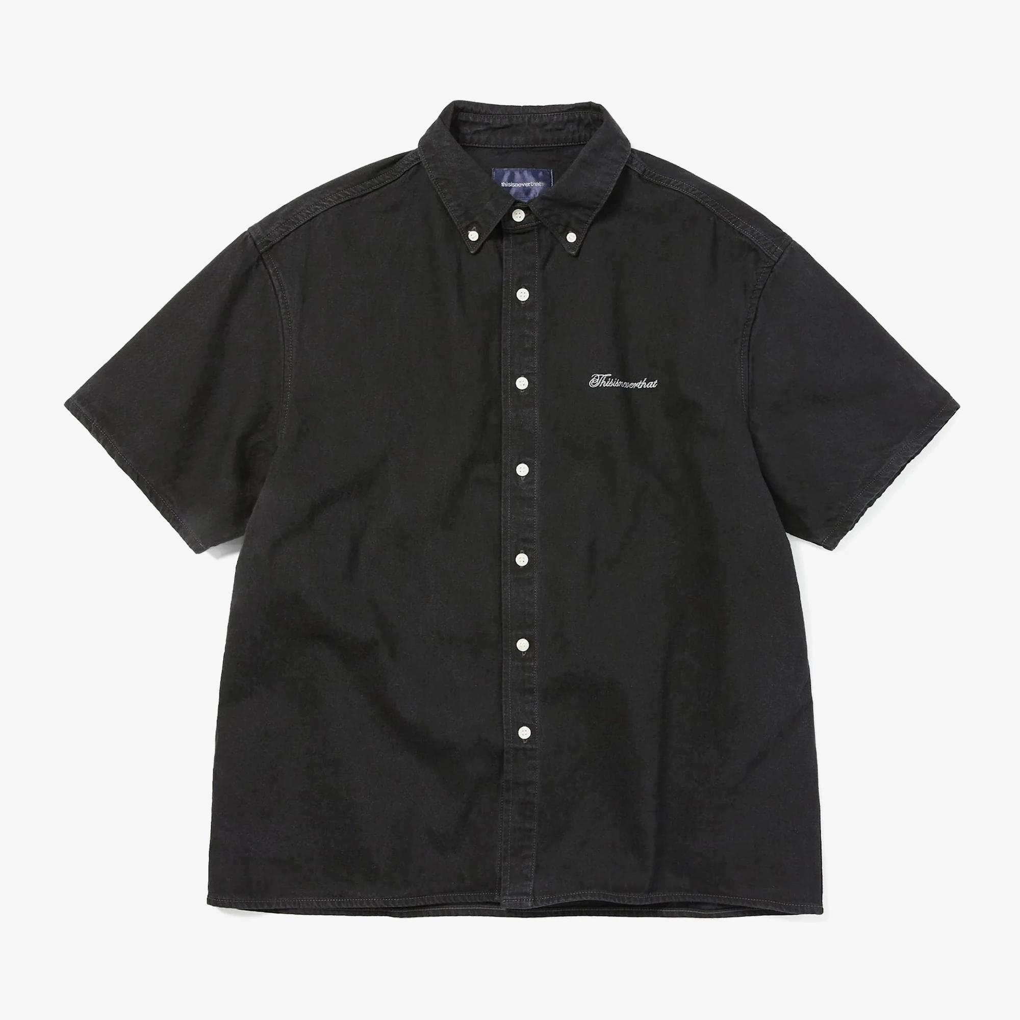 thisisneverthat Washed Denim S/S Shirt 'Black' - WUNDER