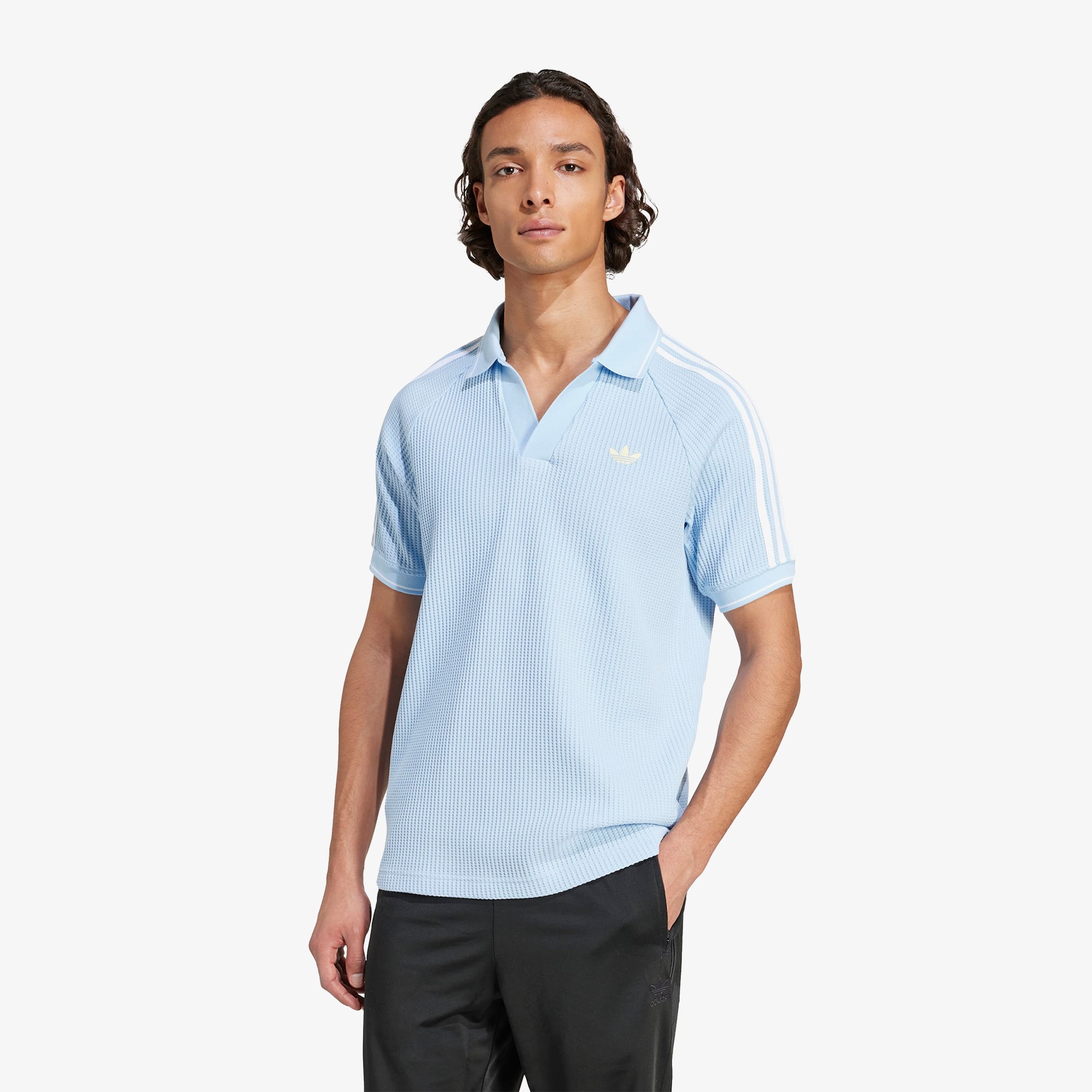 Waffle Knit Polo Shirt 'Clear Sky'