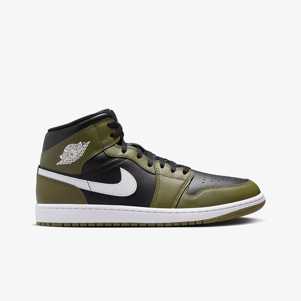 Air Jordan 1 Mid 'Black White Olive'