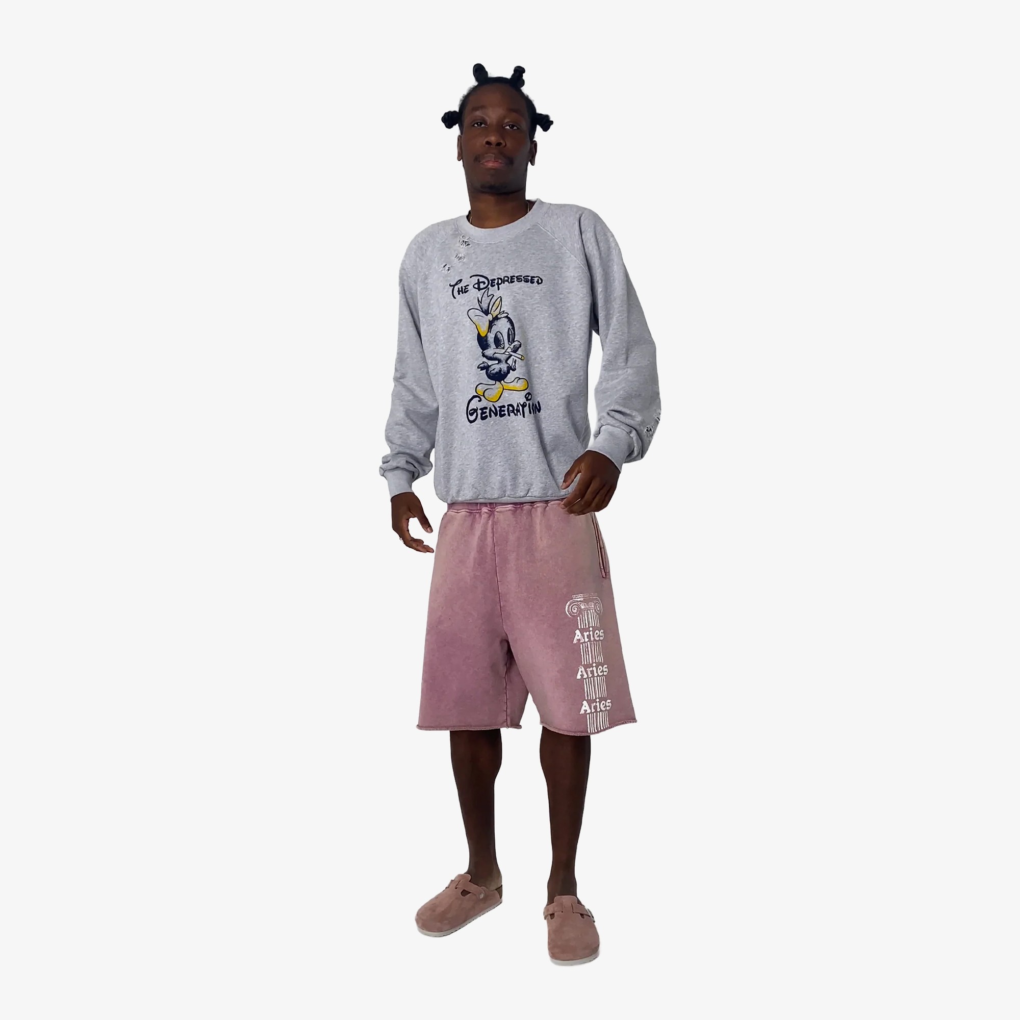 Destroyed Weedie Pie Raglan Sweat 'Light Grey Marl'