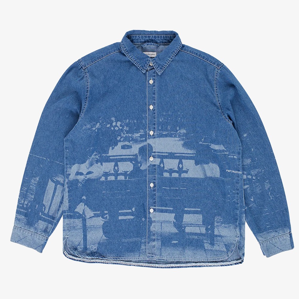 Printed Denim Shirt 'Blue'