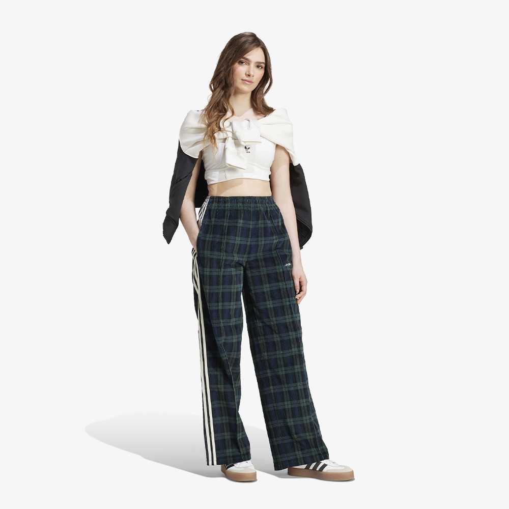 Corduroy Tartan Wide Leg Trousers