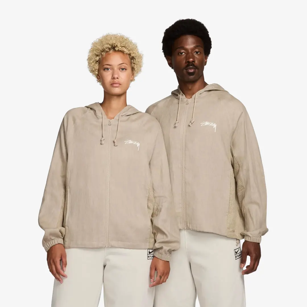 Nike x Stussy Linen Jacket Hoodie 'Beige White'