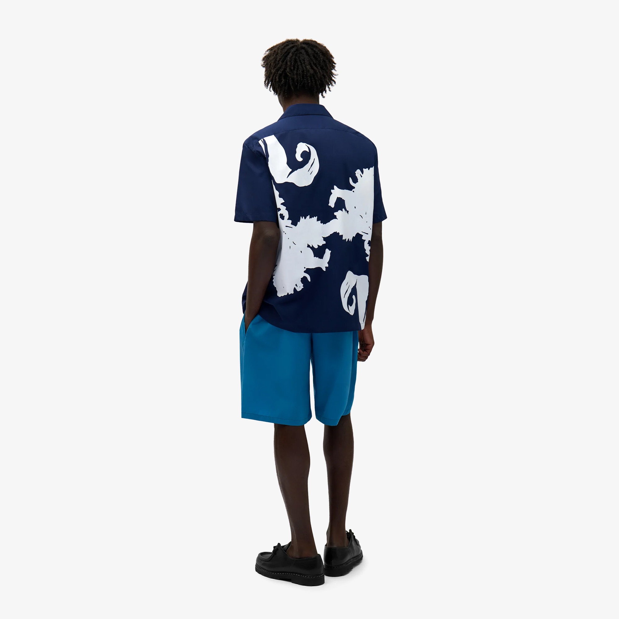 Big Flower Shirt 'Navy & White'