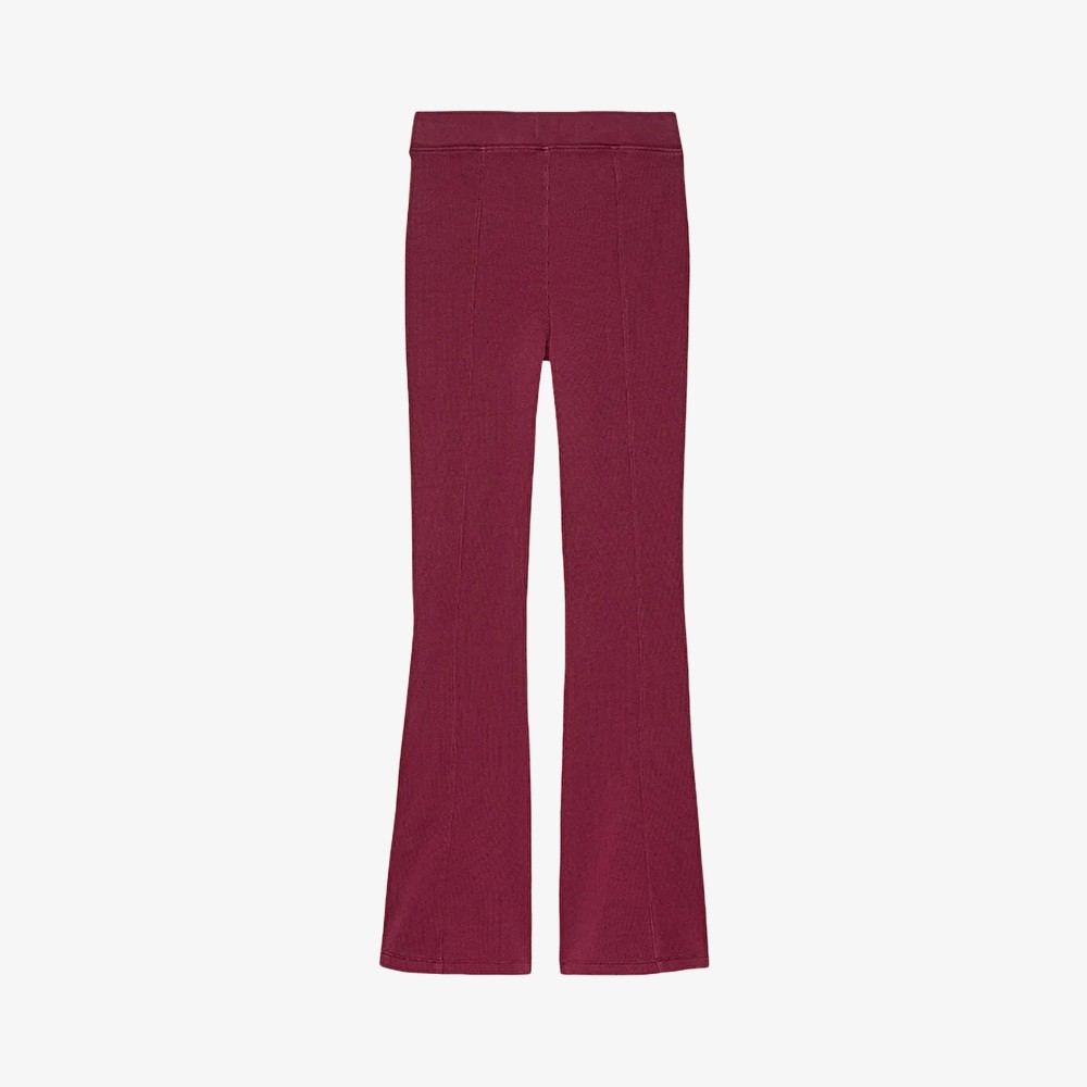 Zip Hem Flared Leggings 'Burgundy'