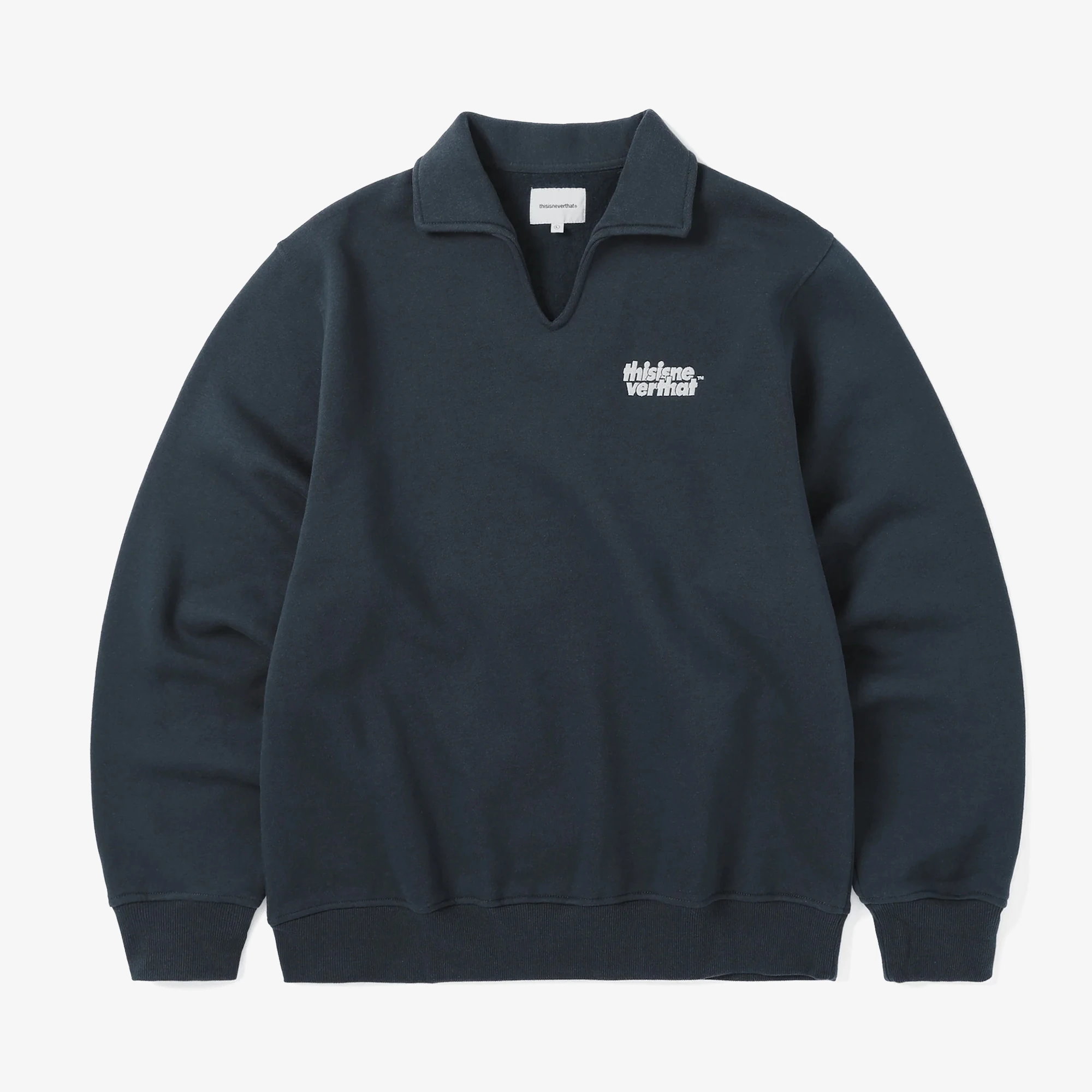 Open Collar Sweatshirt 'Navy'
