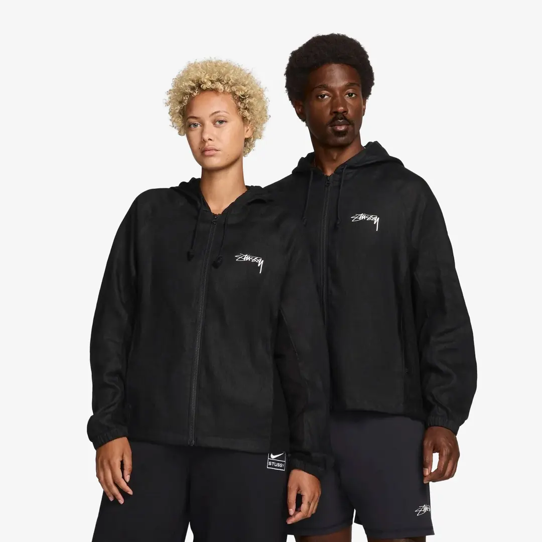 Nike x Stussy Linen Jacket Hoodie 'Black White' - WUNDER