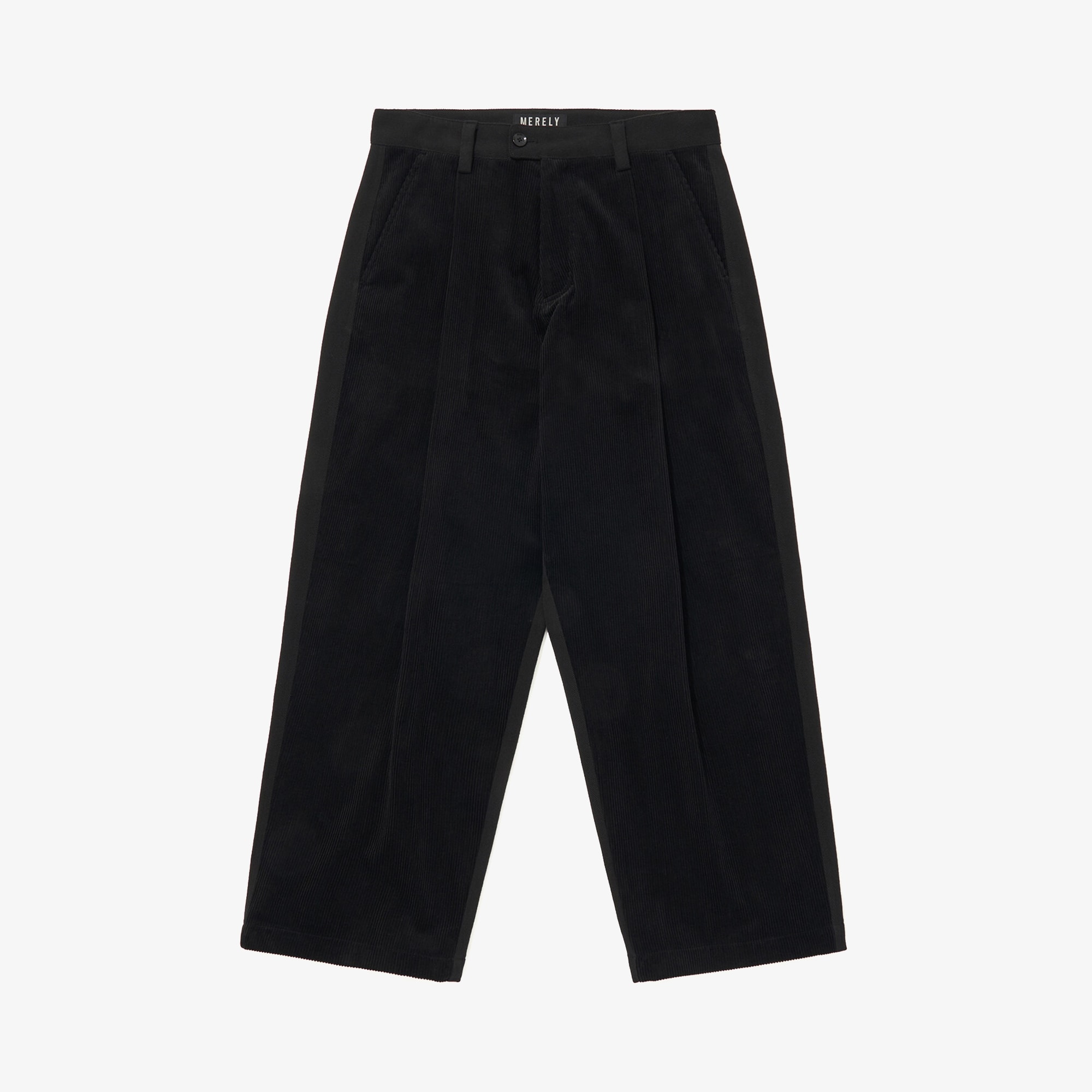 Premium Dual Fabric Contrast Wide Pants 'Royal Black'