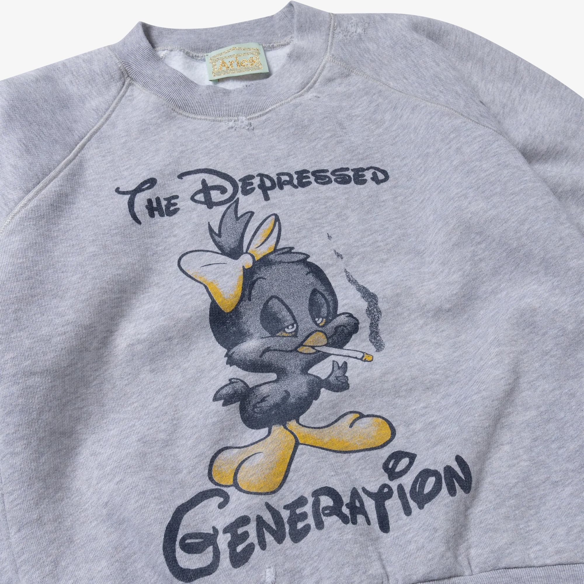 Destroyed Weedie Pie Raglan Sweat 'Light Grey Marl'