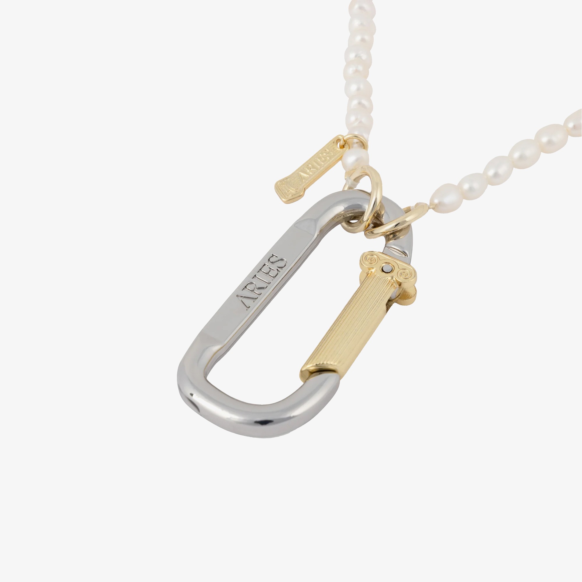Mini Carabiner Necklace 'Pearl'