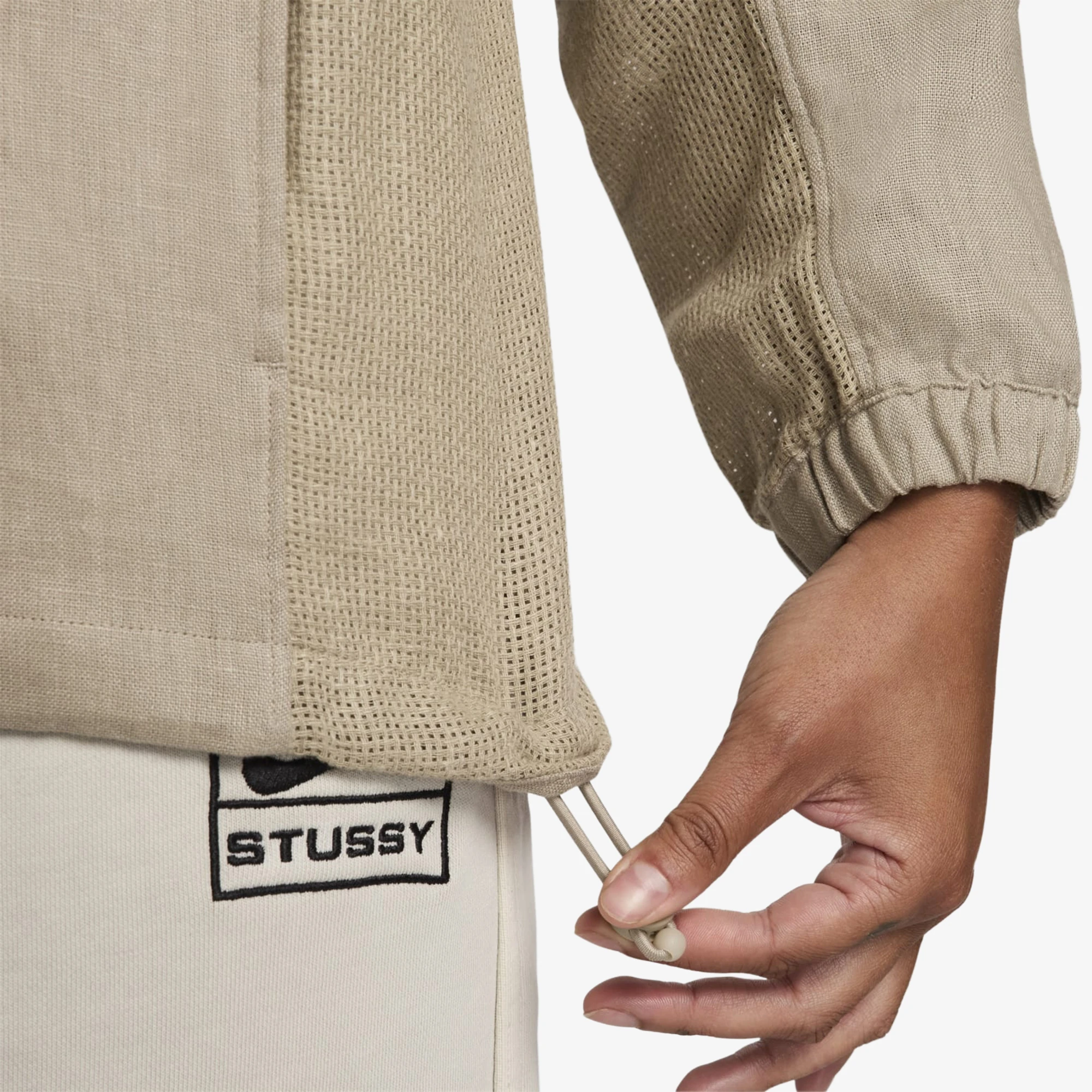 Nike x Stussy Linen Jacket Hoodie 'Beige White'