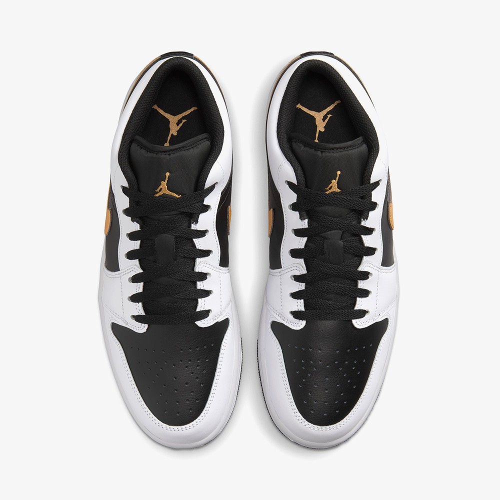 Air jordan 1 mid black and white gold best sale