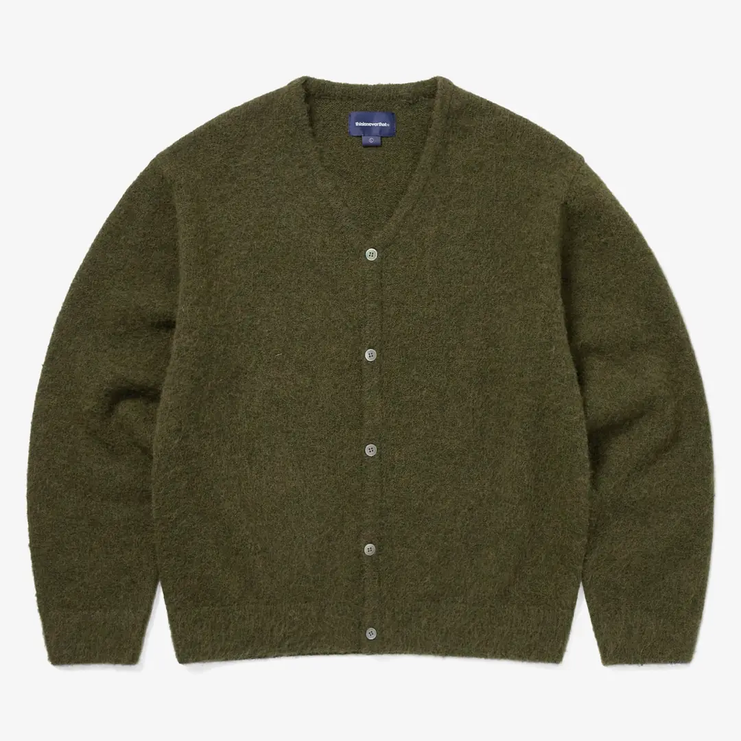 【新品】thisisneverthat モヘア　ニットカーディガン　オリーブ thisisneverthat Hairy Knit Cardigan 'Olive Green' - WUNDER