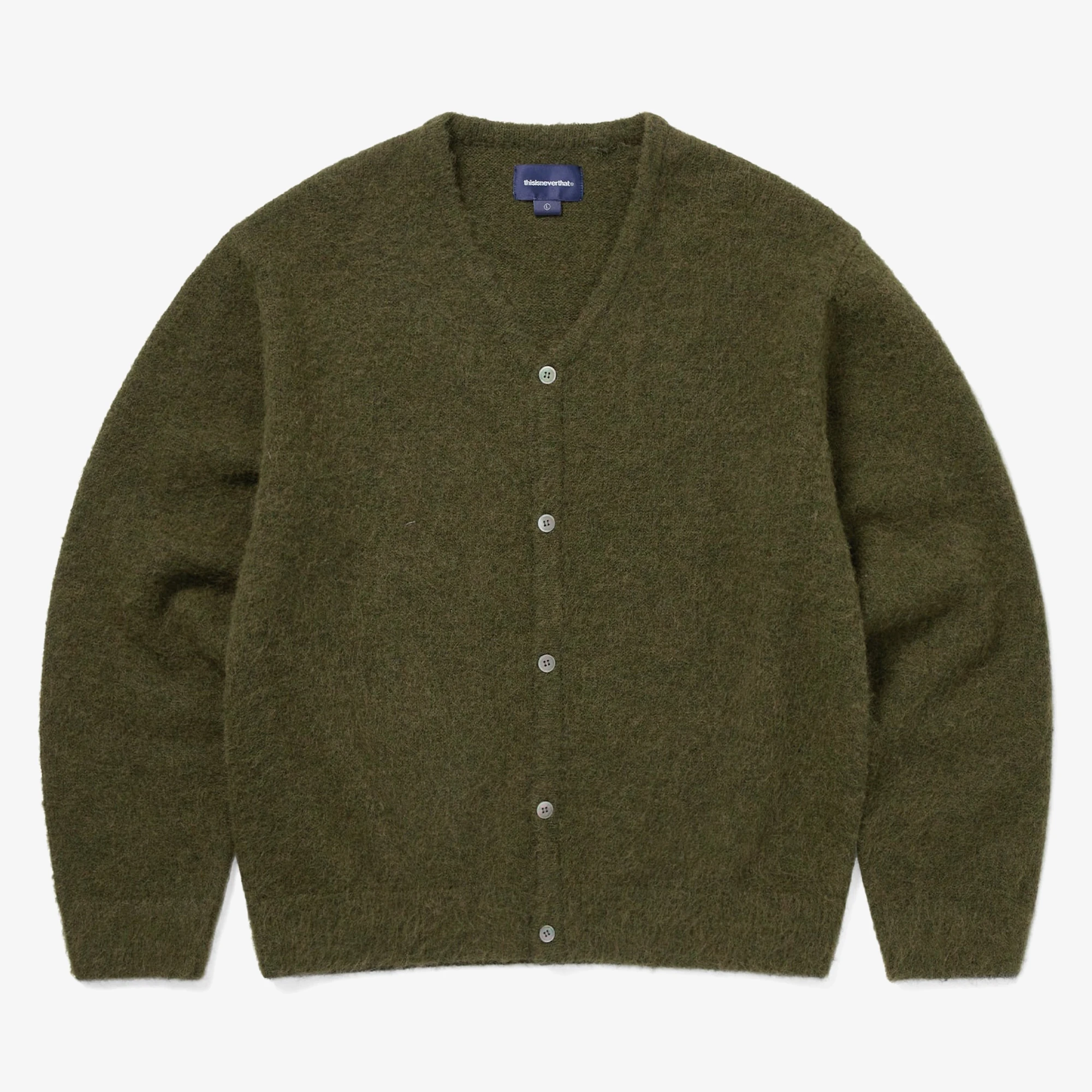 Hairy Knit Cardigan 'Olive Green'