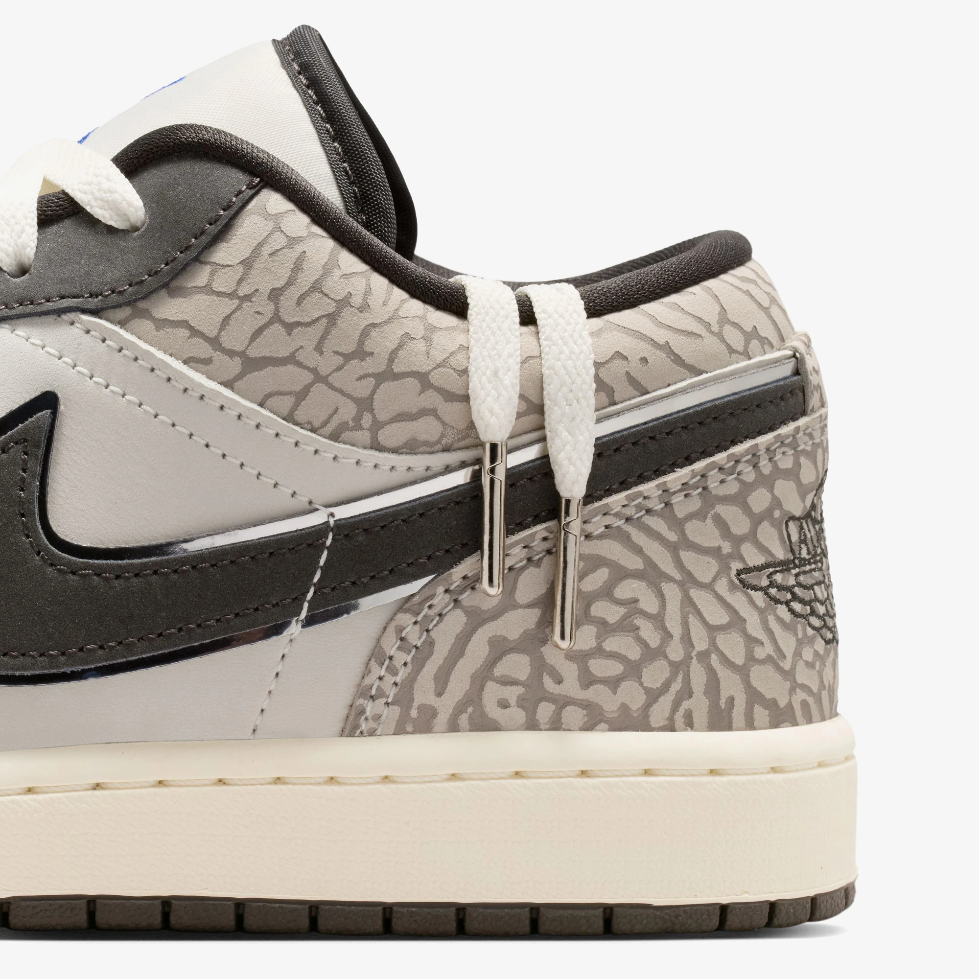 Air Jordan 1 Low SE 'Sail Deep Pewter Elephent Print' - WUNDER