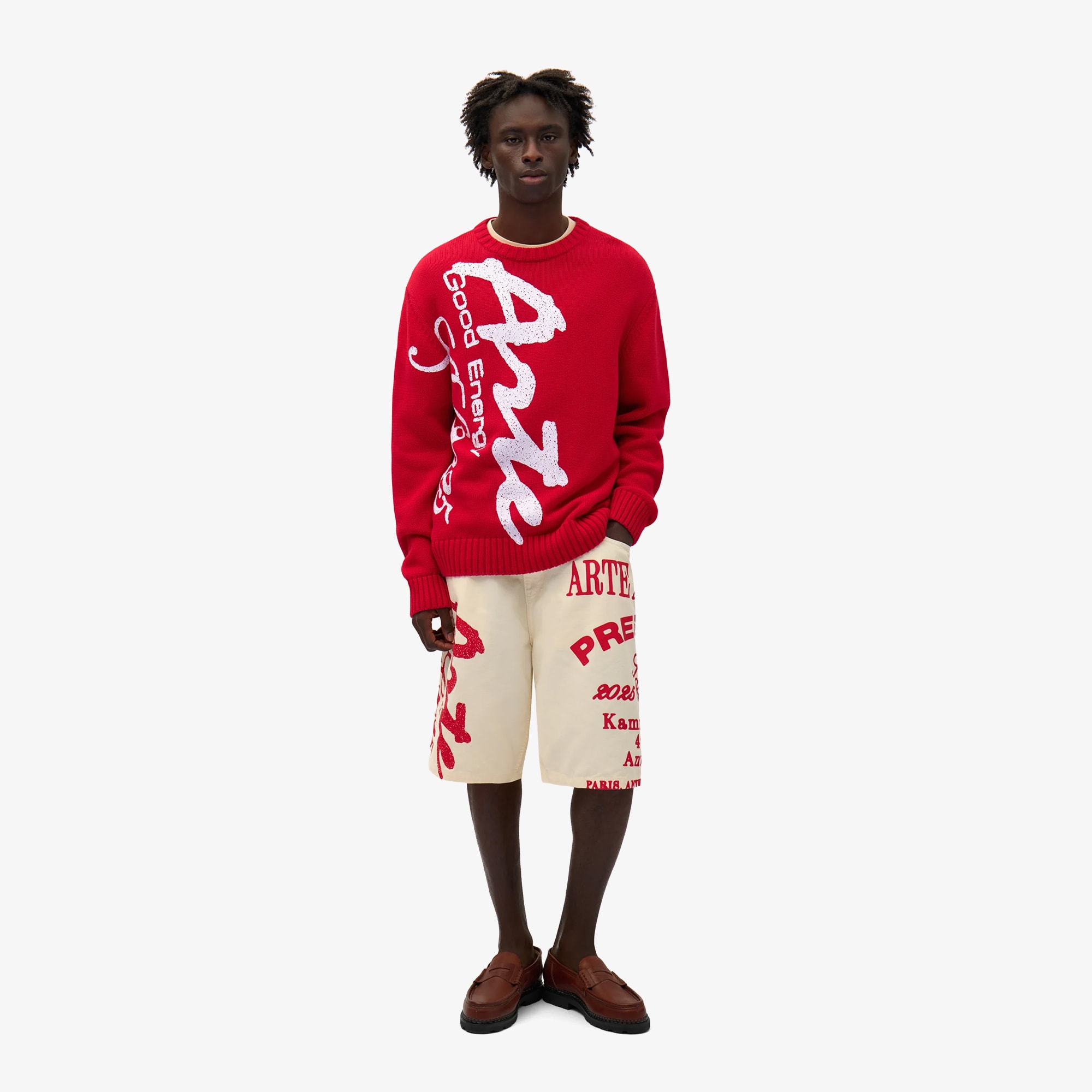 Red Print Shorts 'Cream'